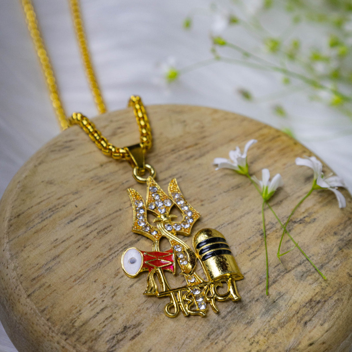 Lord Shiva Trishul with Damru Pendant (Blessing & Protection)- Abhimantrit