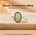 Green Aventurine Oval Ring Abhimantrit Certified