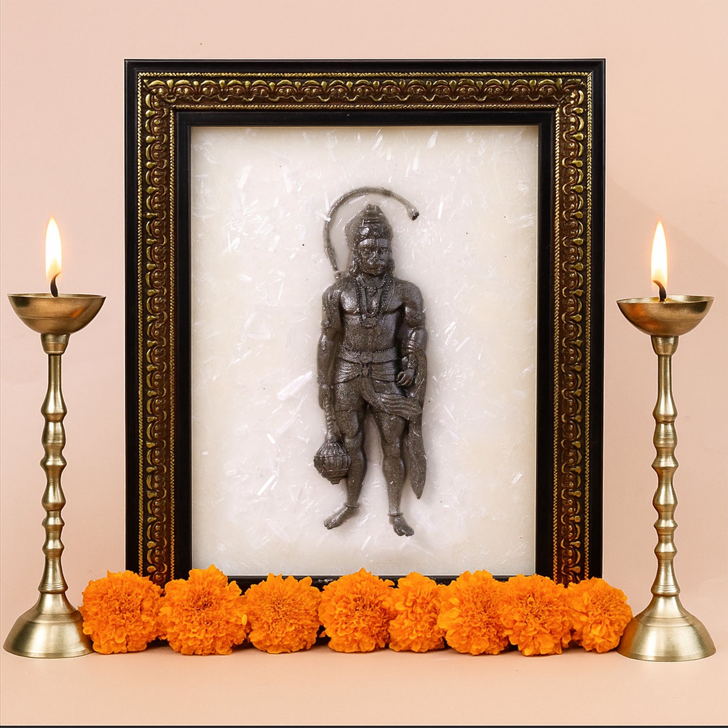 Hanuman Ji On Selenite Frame - Abhimantrit