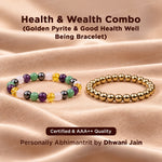 Health and Wealth: Golden Pyrite & Good Health Well Being Bracelet - Abhimantrit & Certified