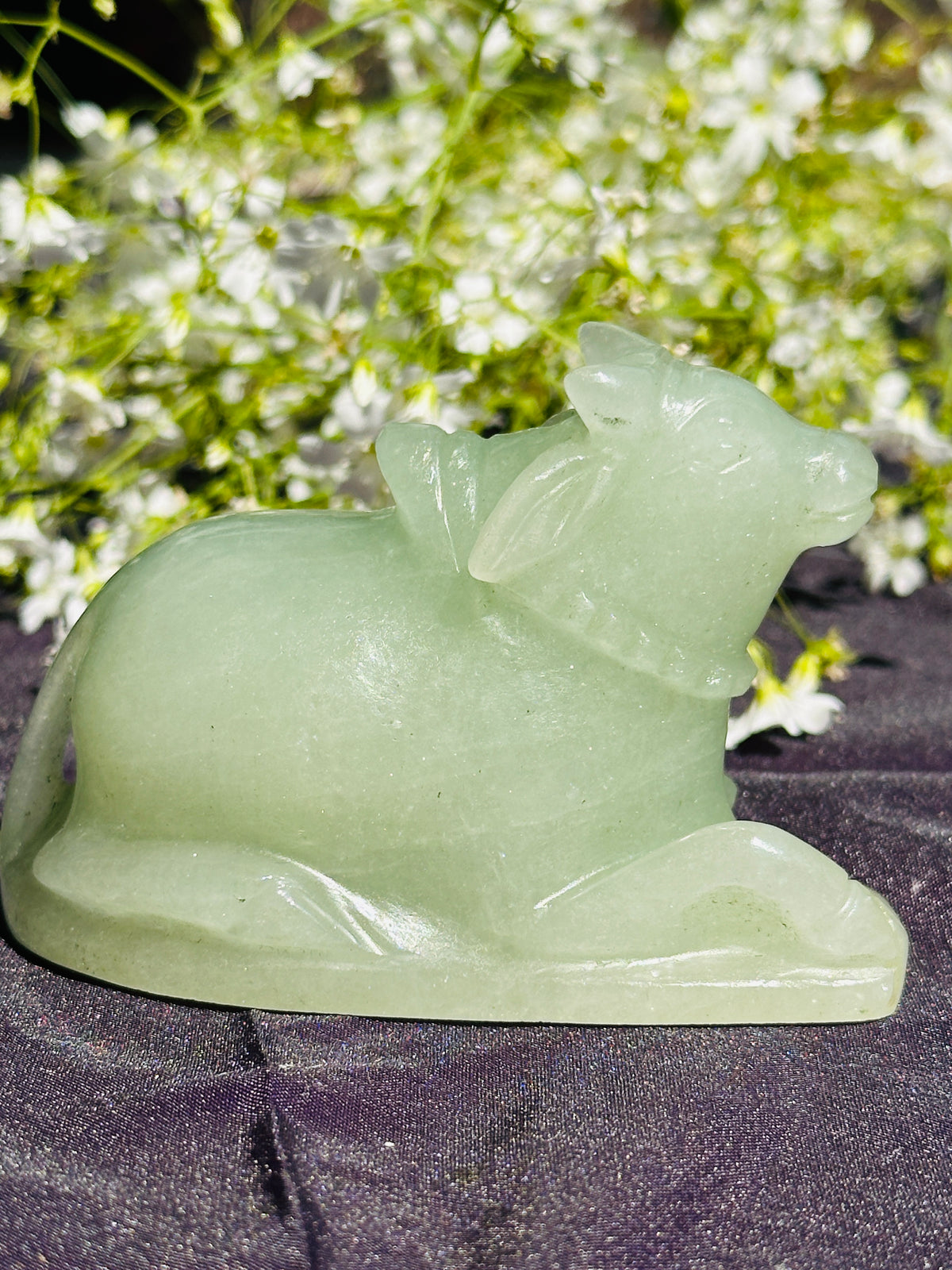 Green Aventurine Nandi (H-7cm, W-9Cm) - Abhimantrit