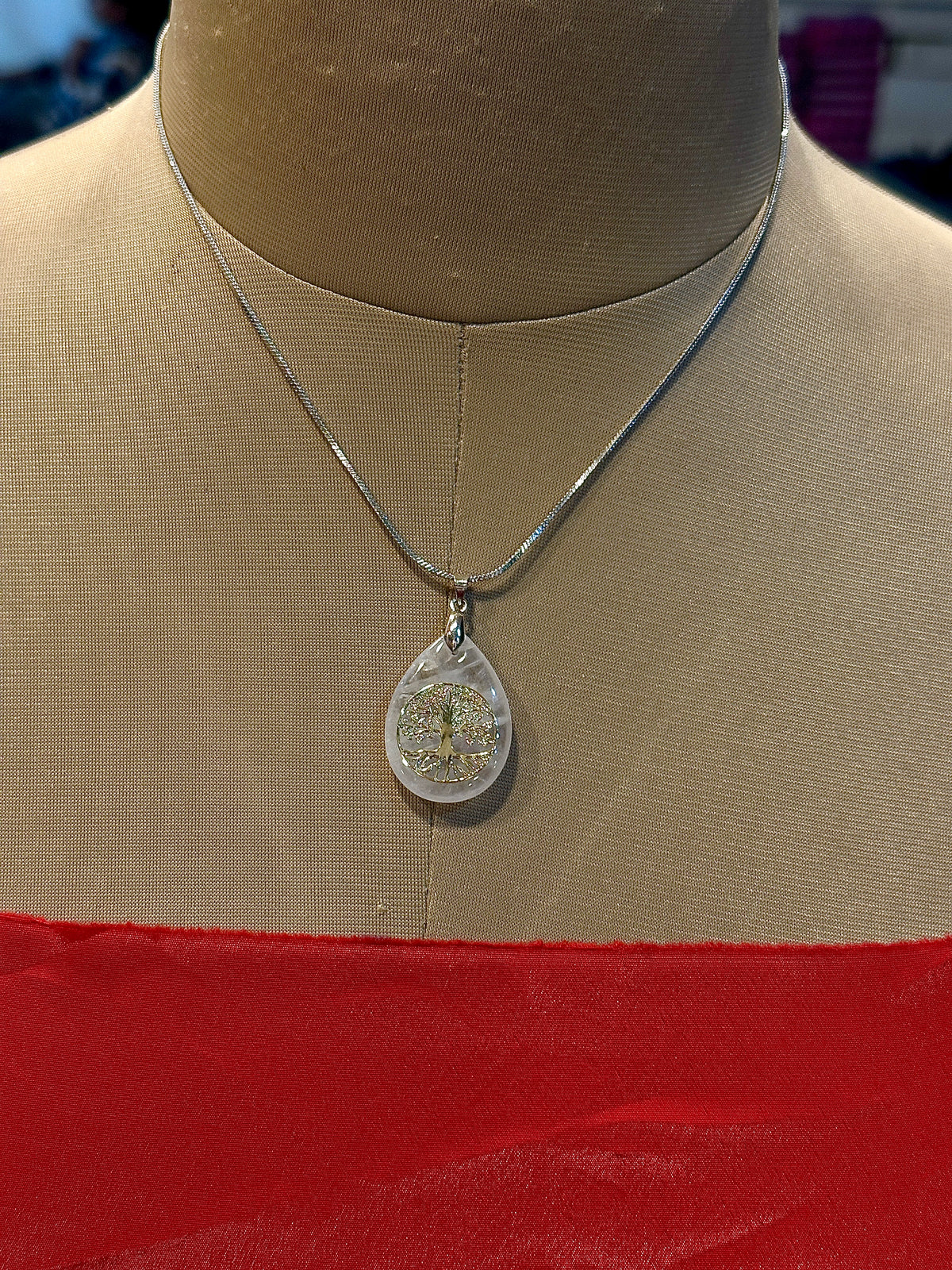 Clear Quartz Stone Tree of Life Pendant for Personal and Business Growth – Abhimantrit & Certified