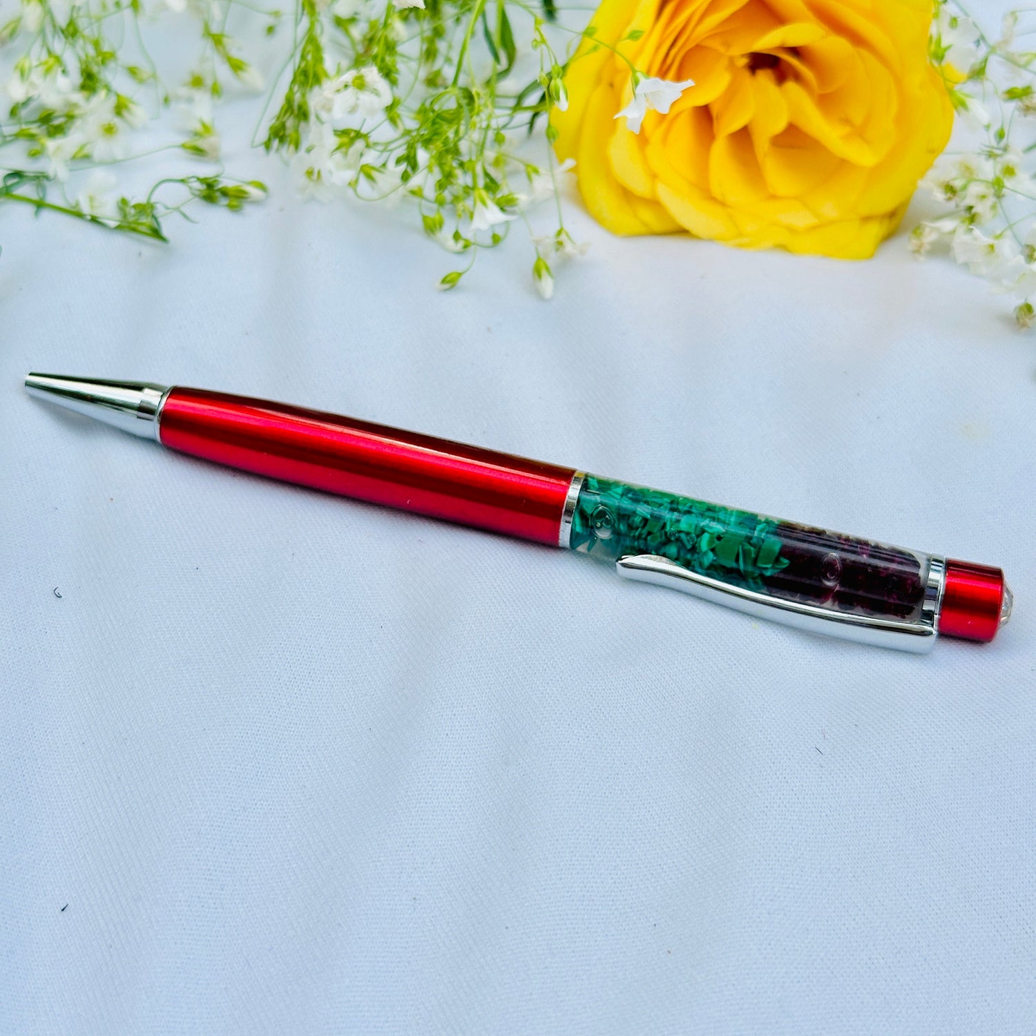 Malachite and Amethyst Pen - Abhimantrit