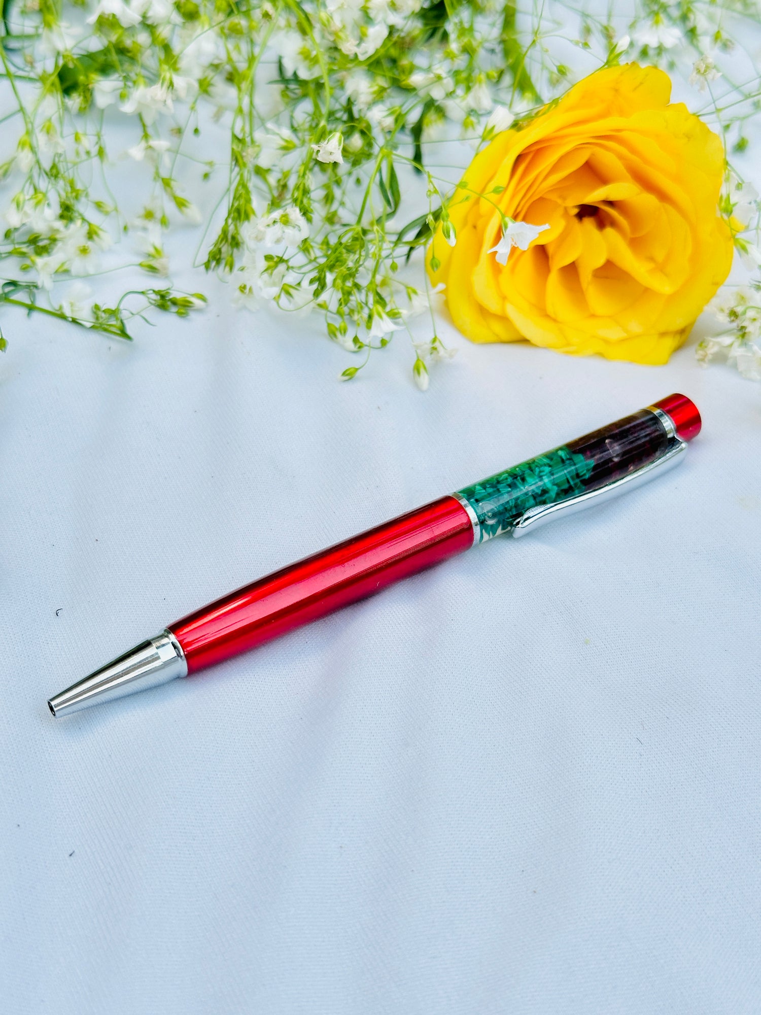 Malachite and Amethyst Pen - Abhimantrit