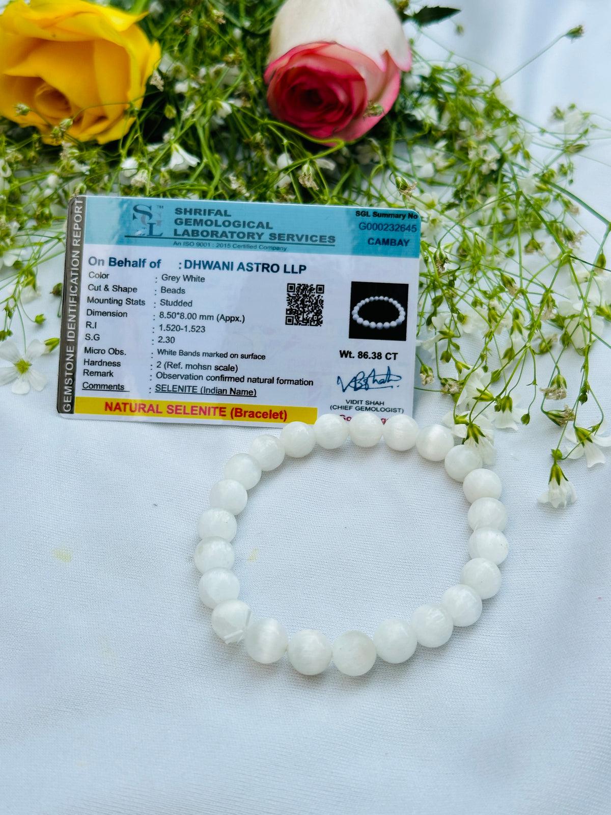 Spiritual Cleansing & Purification: Selenite Bracelet - Abhimantrit & Certified