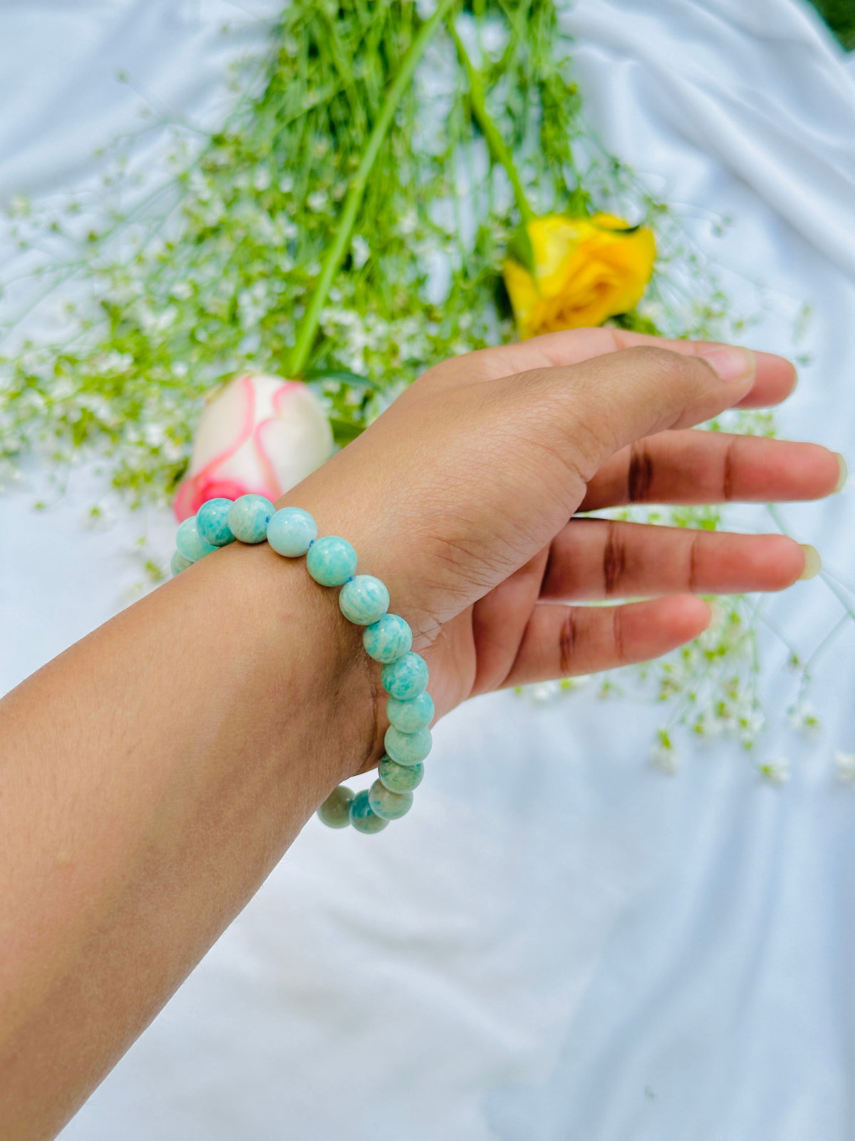 Enhances Love, Calms Your Mind, Beautifies Skin: Amazonite Bracelet - Abhimantrit & Certified