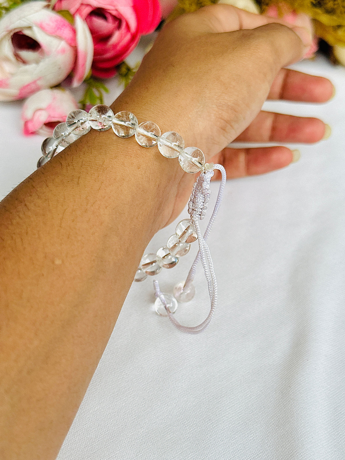 Removes Depression, Anger & Anxiety: Clear Quartz Thread Bracelet - Abhimantrit & Certified