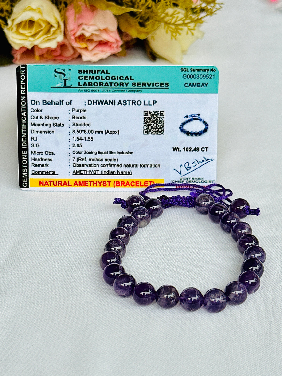 Attract Luck, Enhance Intuition, Improve Health & Skin: Amethyst Thread Bracelet - Abhimantrit & Certified