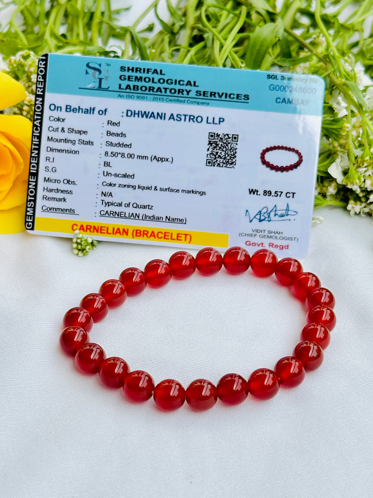 Strengthen Planet Mars (Mangal) and Sun: Red Carnelian Bracelet - Abhimantrit & Certified
