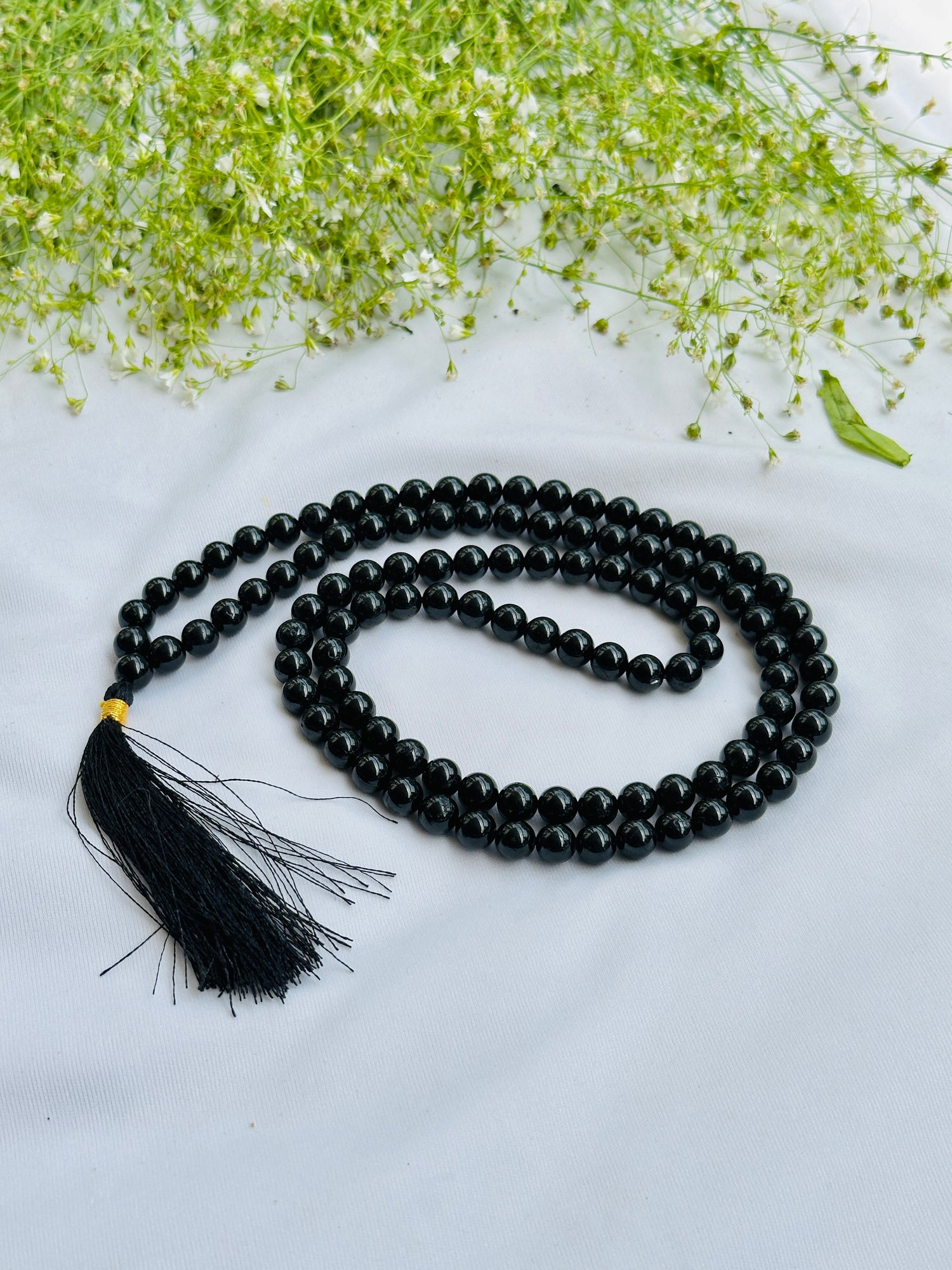 Black Tourmaline Jap Mala - Abhimantrit & Certified