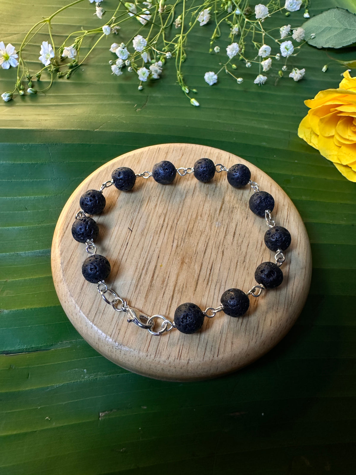 Lava Stone Chain Bracelet - Abhimantrit & Certified