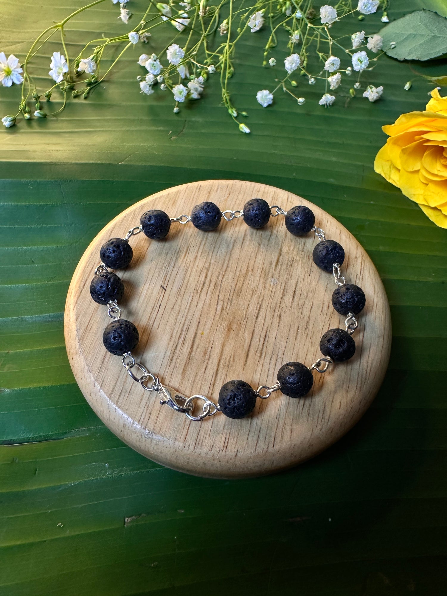 Lava Stone Chain Bracelet - Abhimantrit & Certified