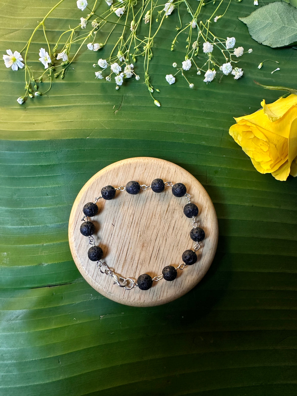 Lava Stone Chain Bracelet - Abhimantrit & Certified