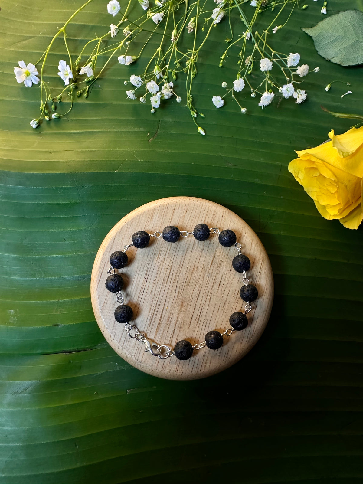 Lava Stone Chain Bracelet - Abhimantrit & Certified