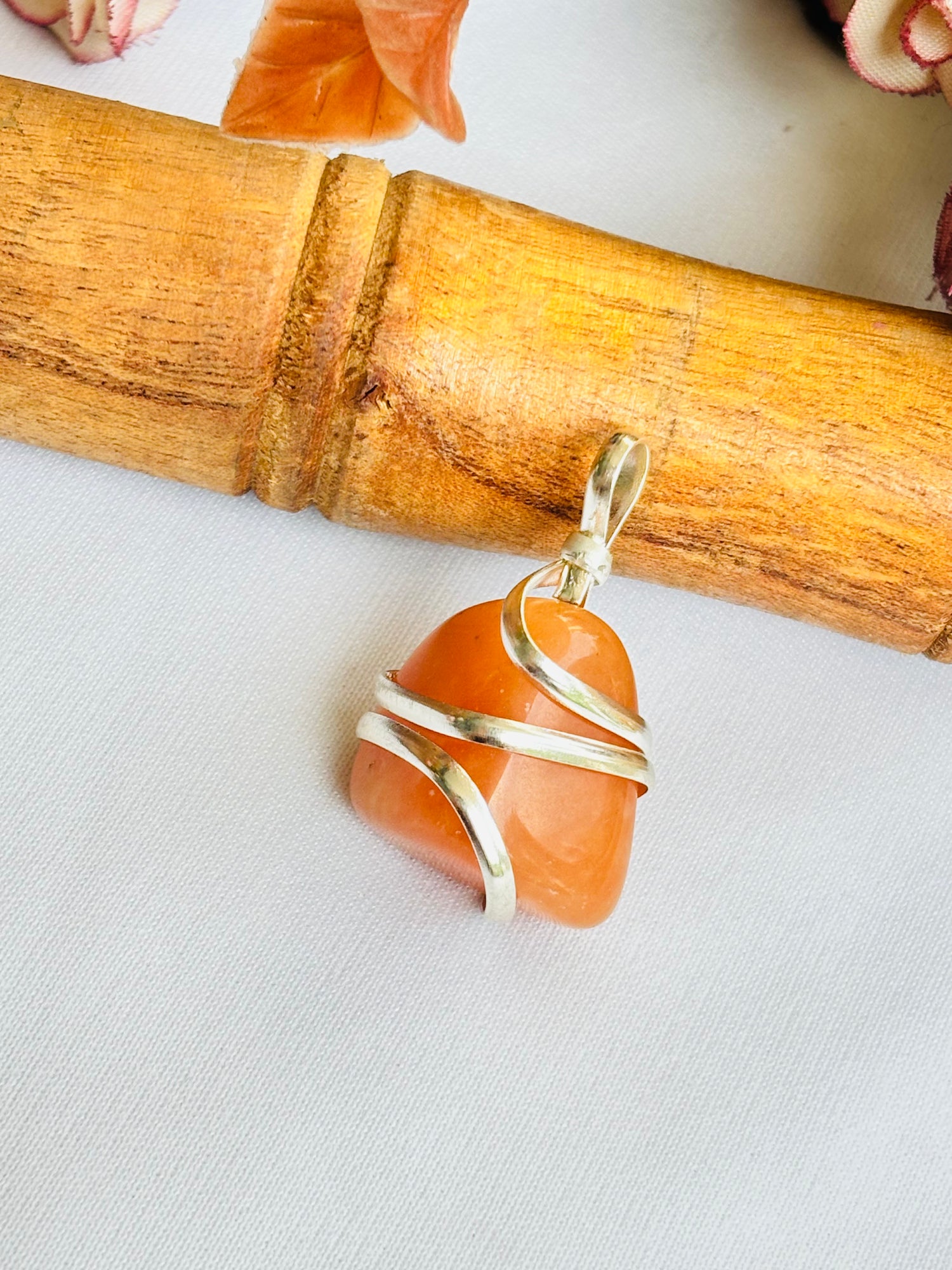 Promotes Harmony, Trust and Understanding in Relationship: Red Aventurine Wrapping Pendant - Abhimantrit & Certified
