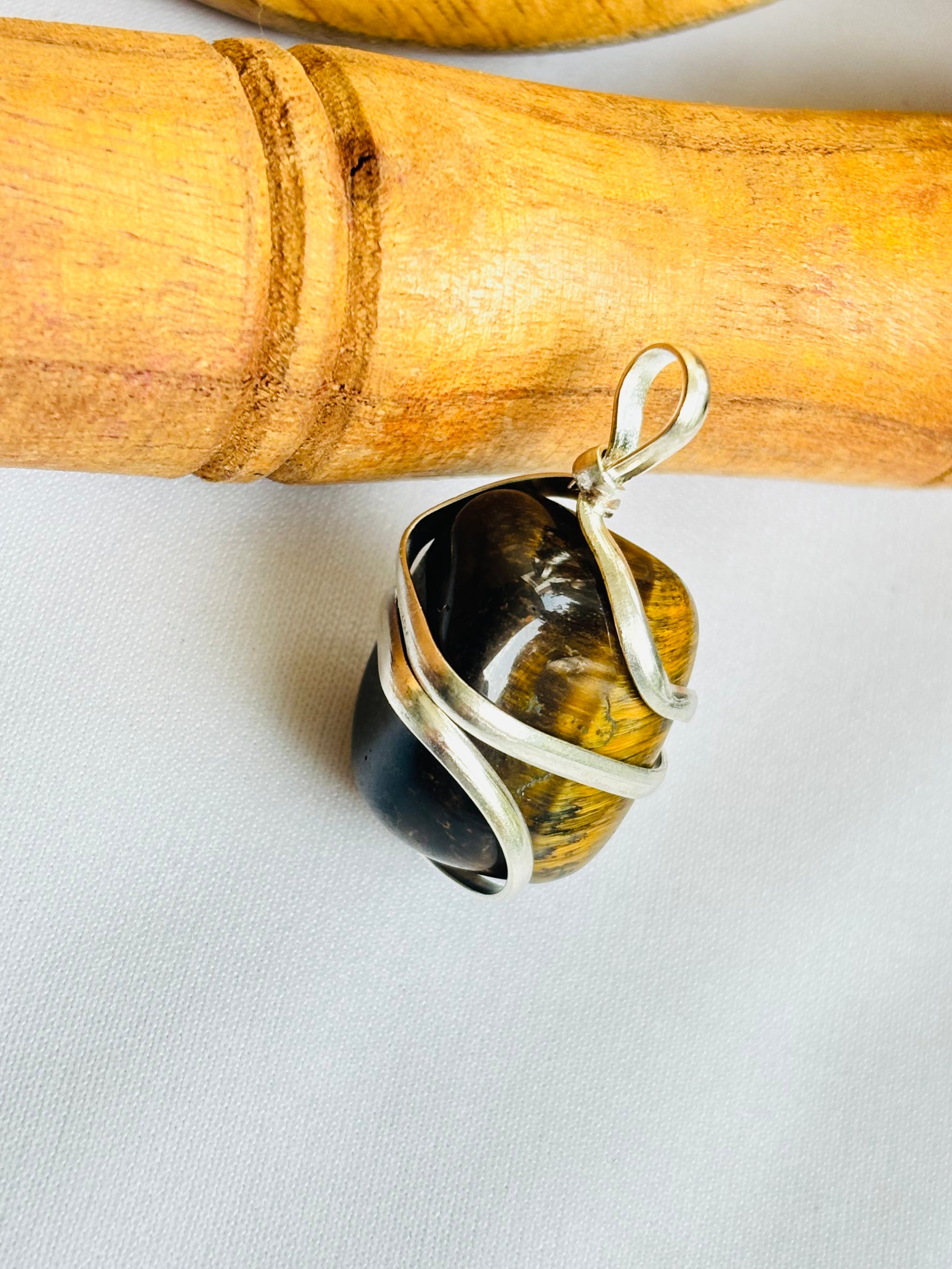 Boosts Your Confidence Level & Exalts the Planet Ketu: Tiger Eye Wrapping Pendant - Abhimantrit & Certified
