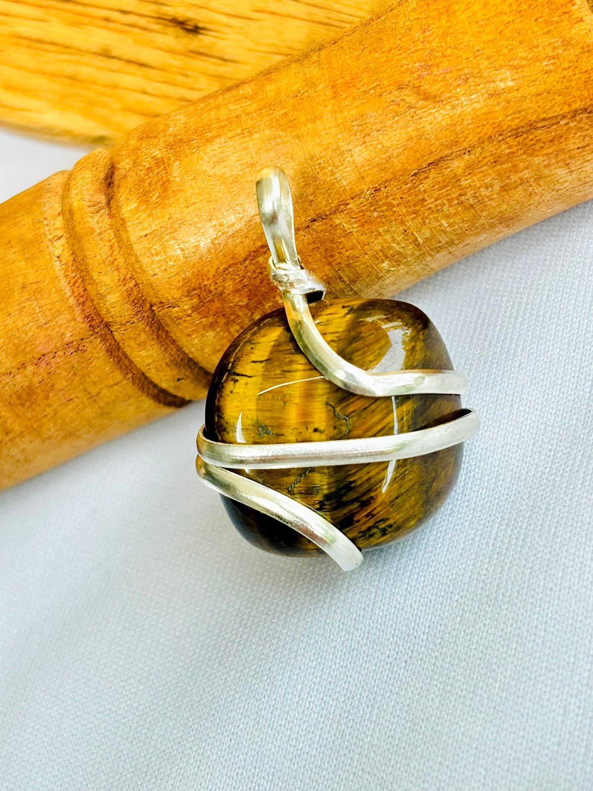Boosts Your Confidence Level & Exalts the Planet Ketu: Tiger Eye Wrapping Pendant - Abhimantrit & Certified