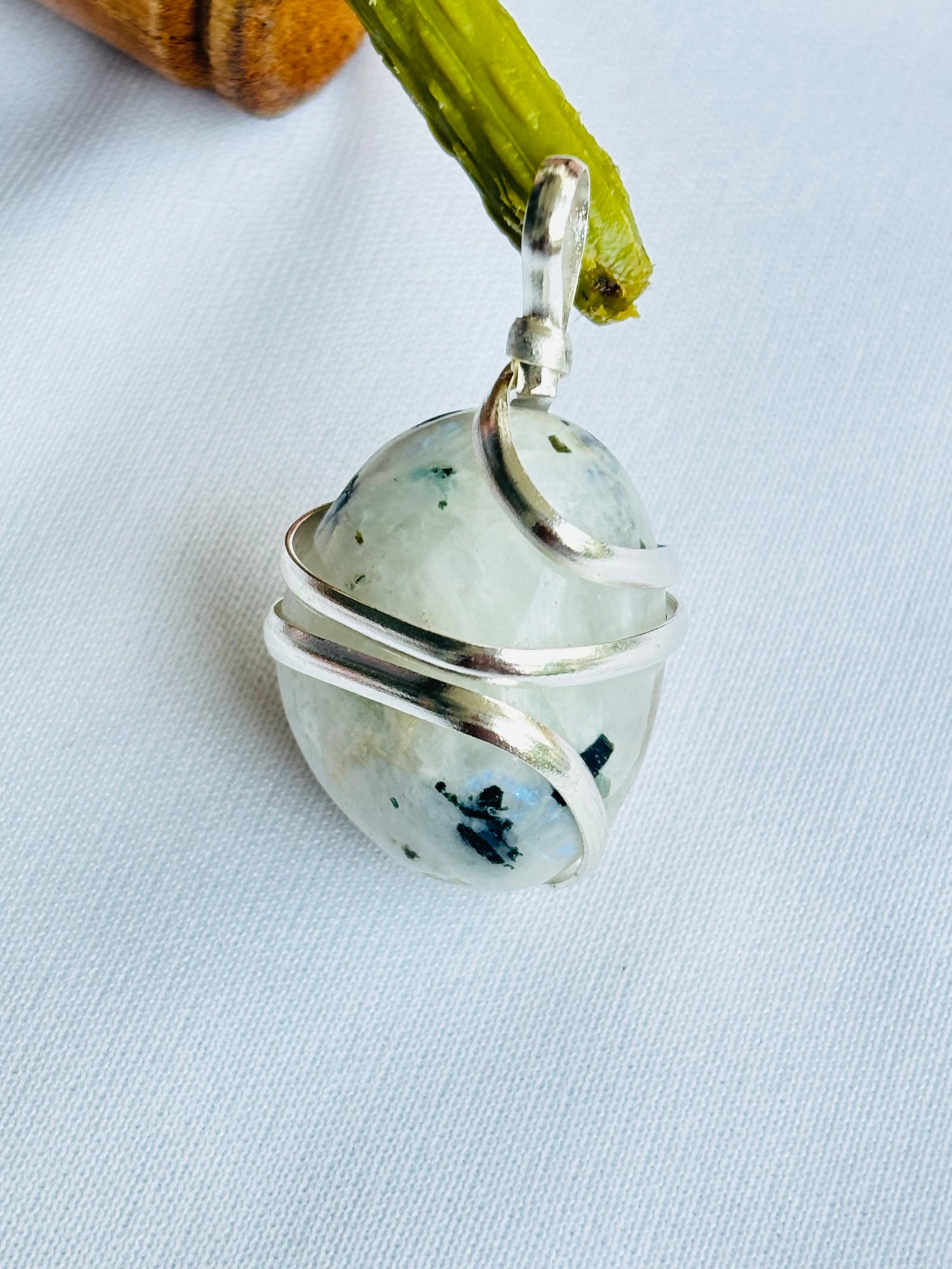 The Mental Stress Relief & Confidence: Moonstone Wrapping Pendant - Abhimantrit & Certified