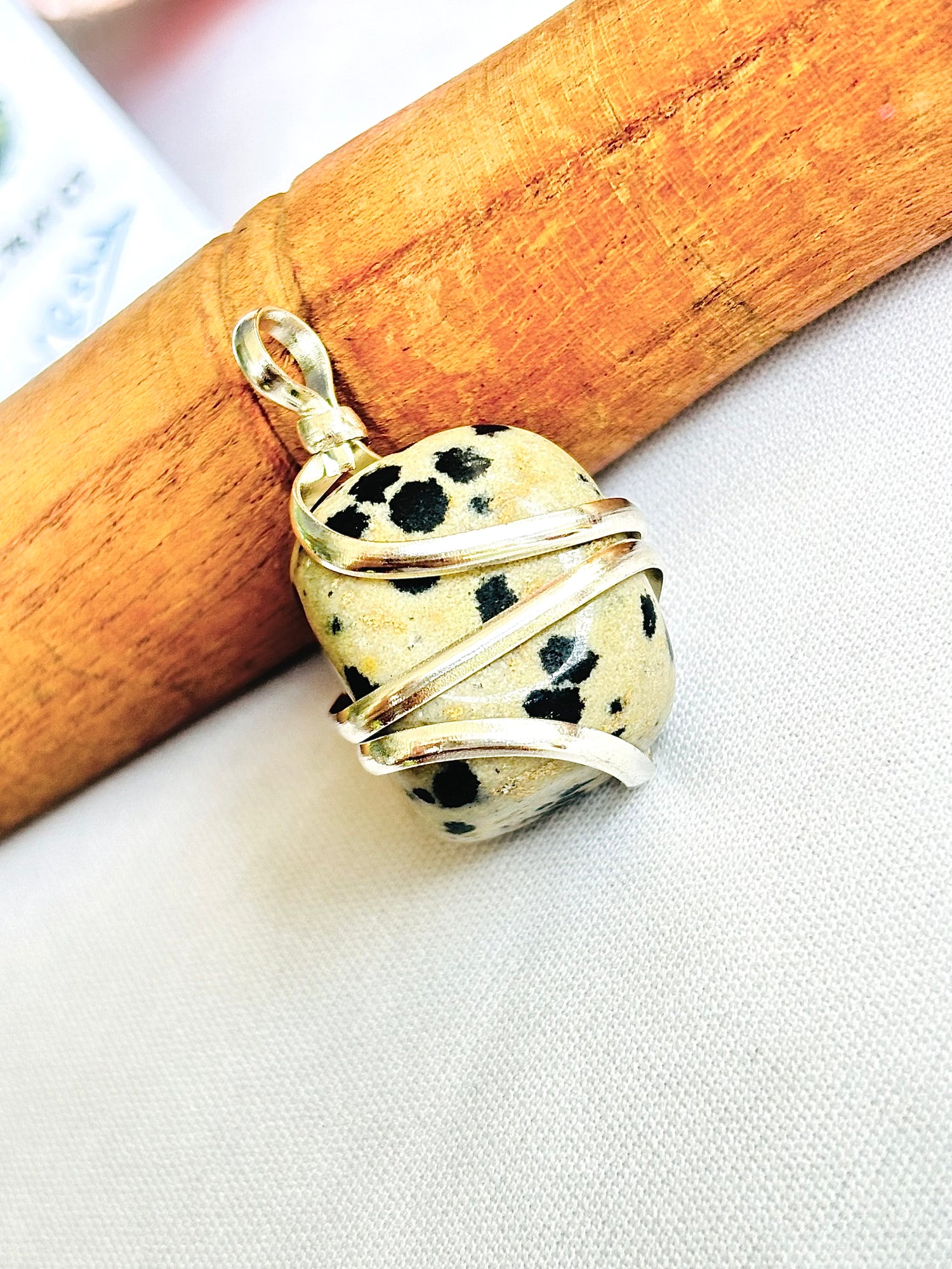 Dalmatian Jasper Wrapping Pendant - Abhimantrit & Certified