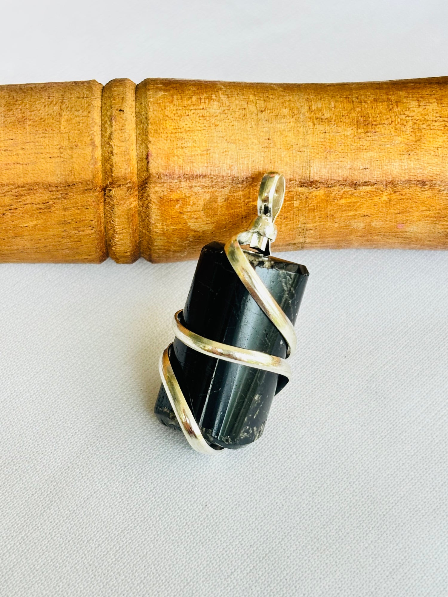 Protect from Psychic Attacks & Negative Energy: Black Tourmaline Wrapping Pendant - Abhimantrit & Certified