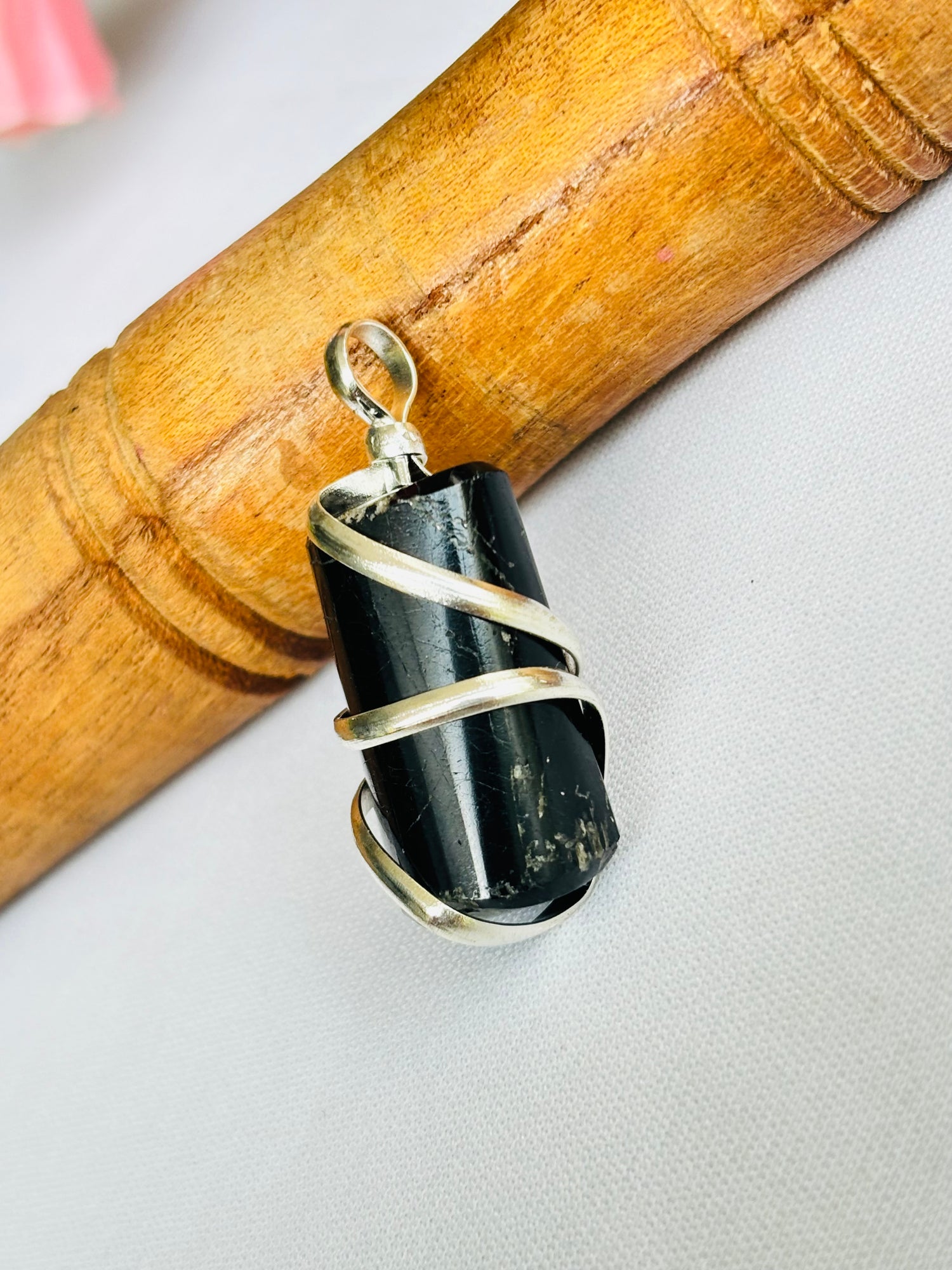 Protect from Psychic Attacks & Negative Energy: Black Tourmaline Wrapping Pendant - Abhimantrit & Certified