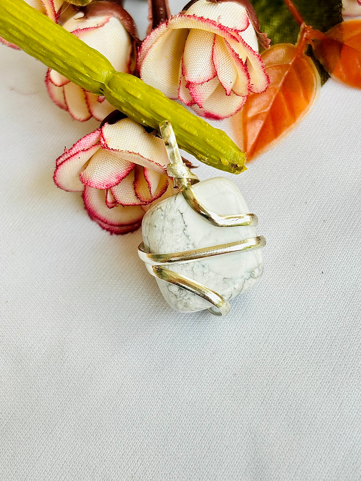 Strengthen Memory, Pain & Stress Relief: Howlite Wrapping Pendant - Abhimantrit & Certified