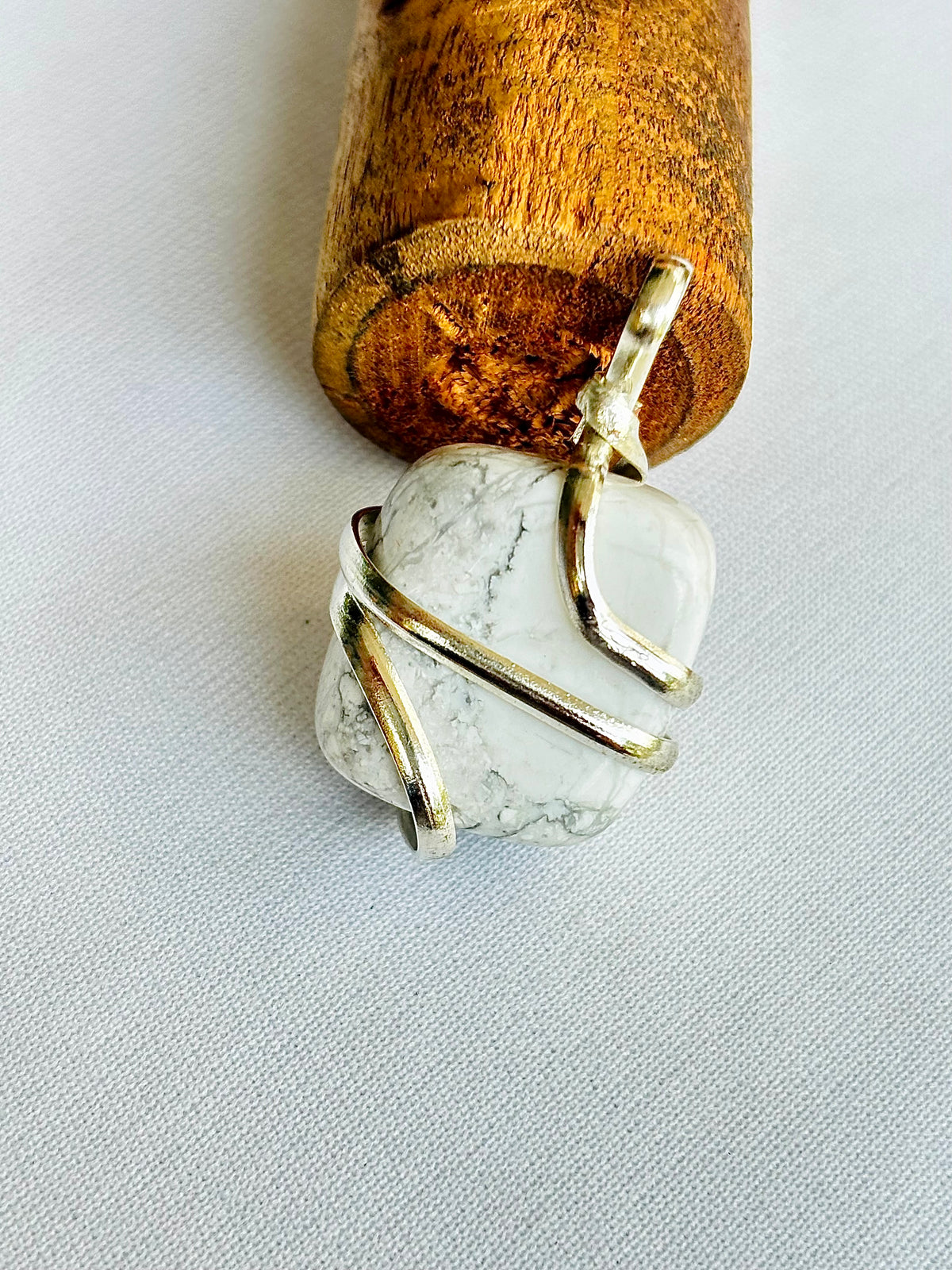 Strengthen Memory, Pain & Stress Relief: Howlite Wrapping Pendant - Abhimantrit & Certified