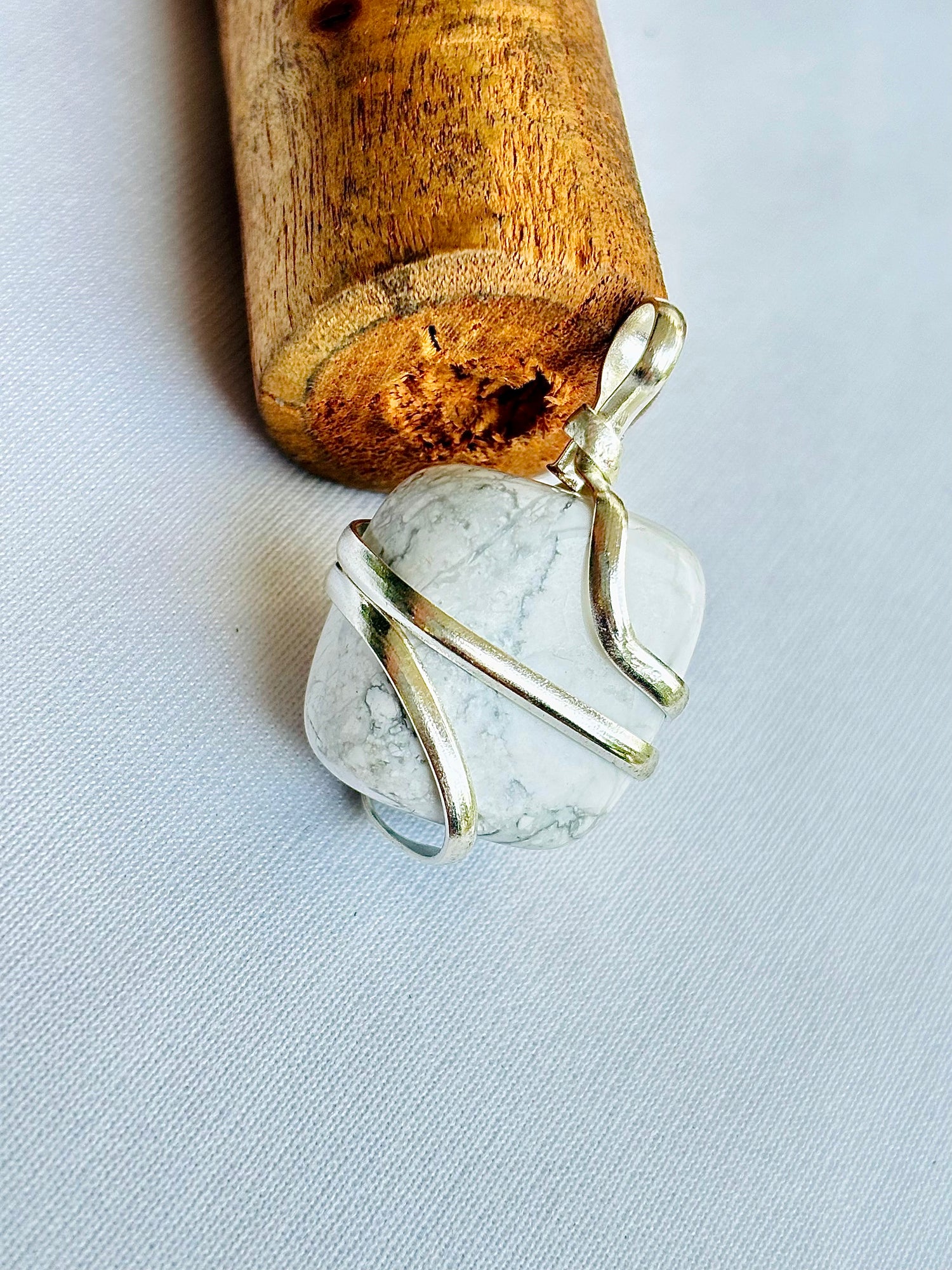 Strengthen Memory, Pain & Stress Relief: Howlite Wrapping Pendant - Abhimantrit & Certified
