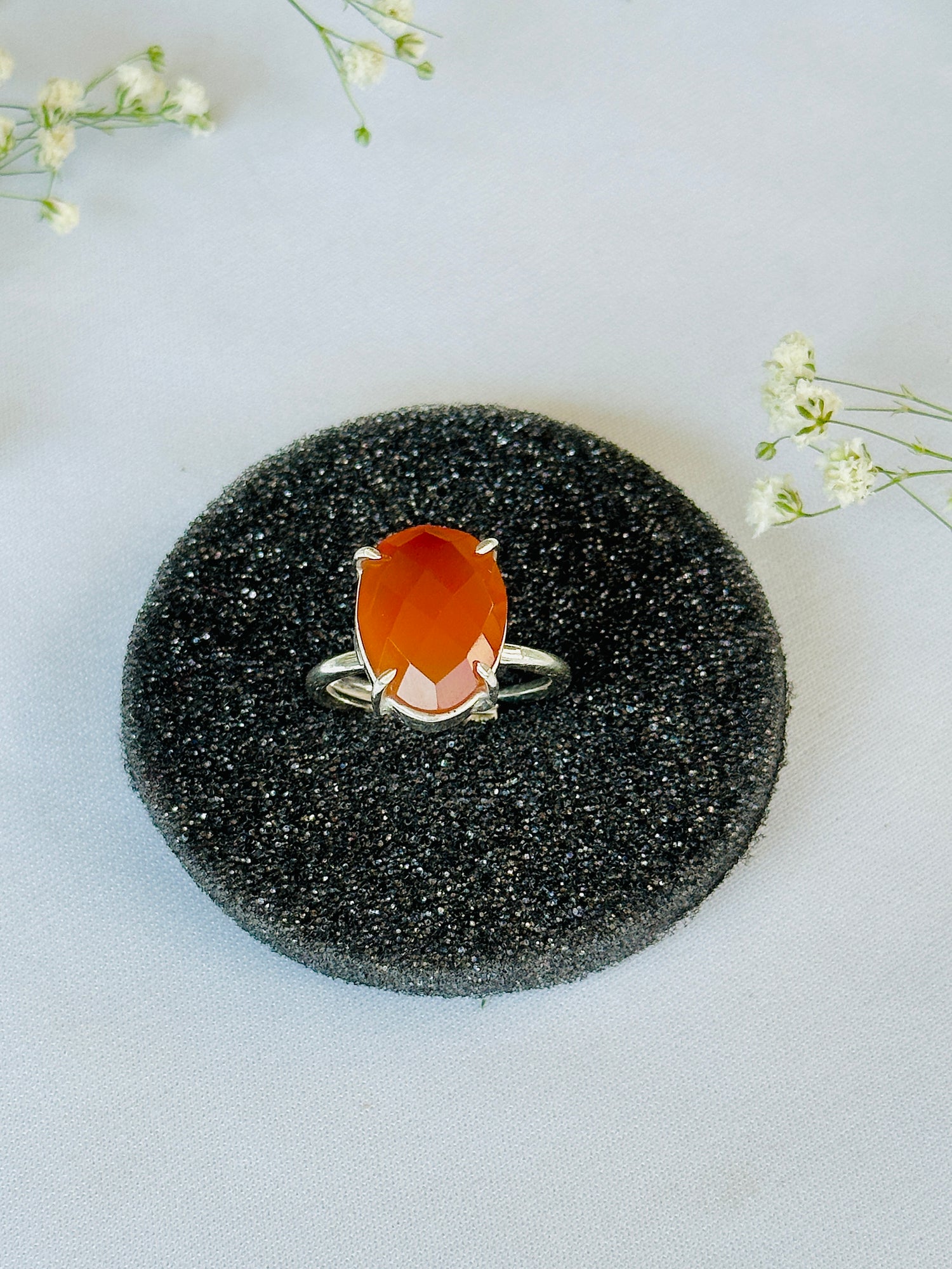 Purifies Blood, Lungs, Liver and Heart: Carnelian Ring - Abhimantrit & Certified