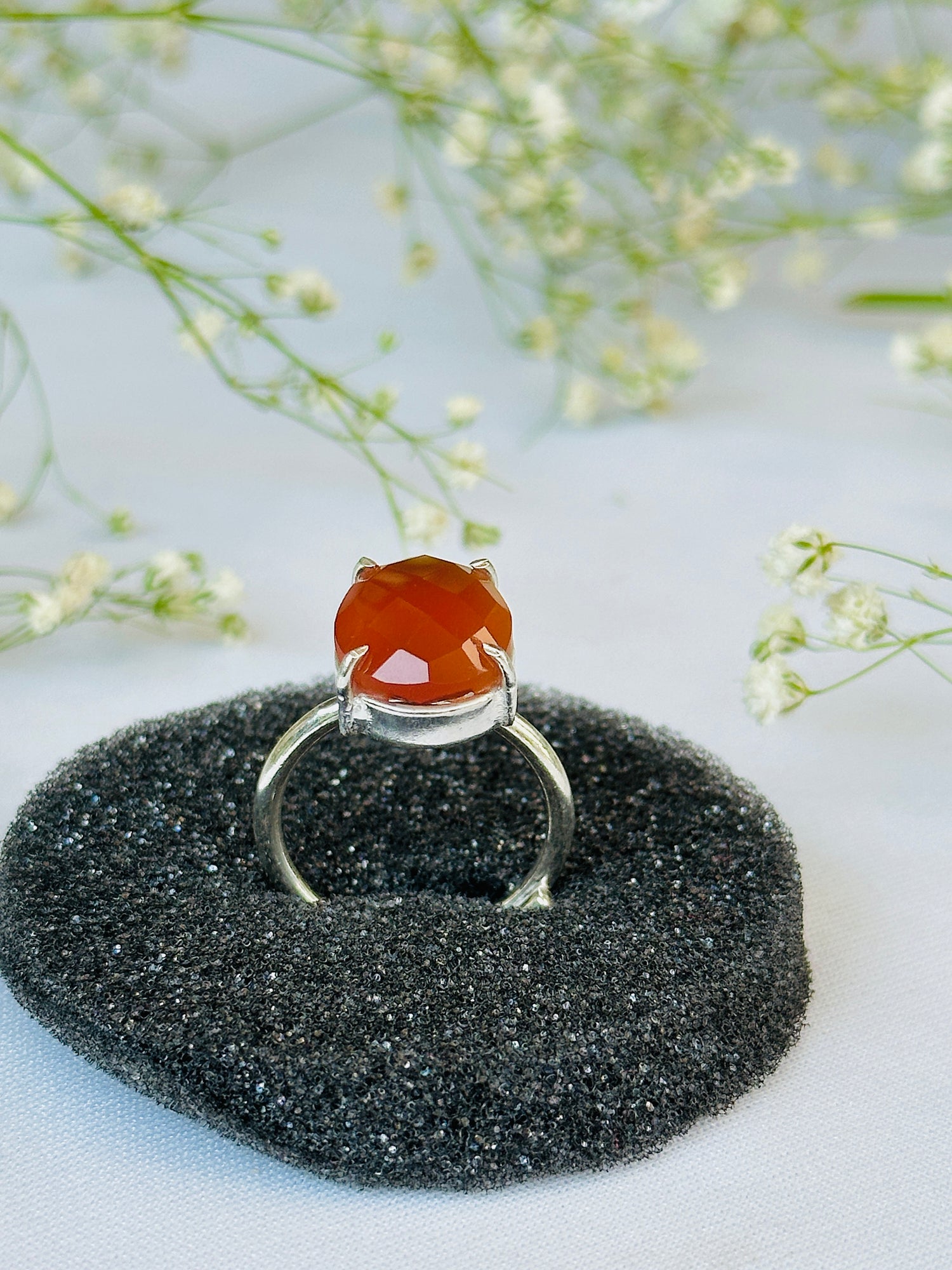 Purifies Blood, Lungs, Liver and Heart: Carnelian Ring - Abhimantrit & Certified