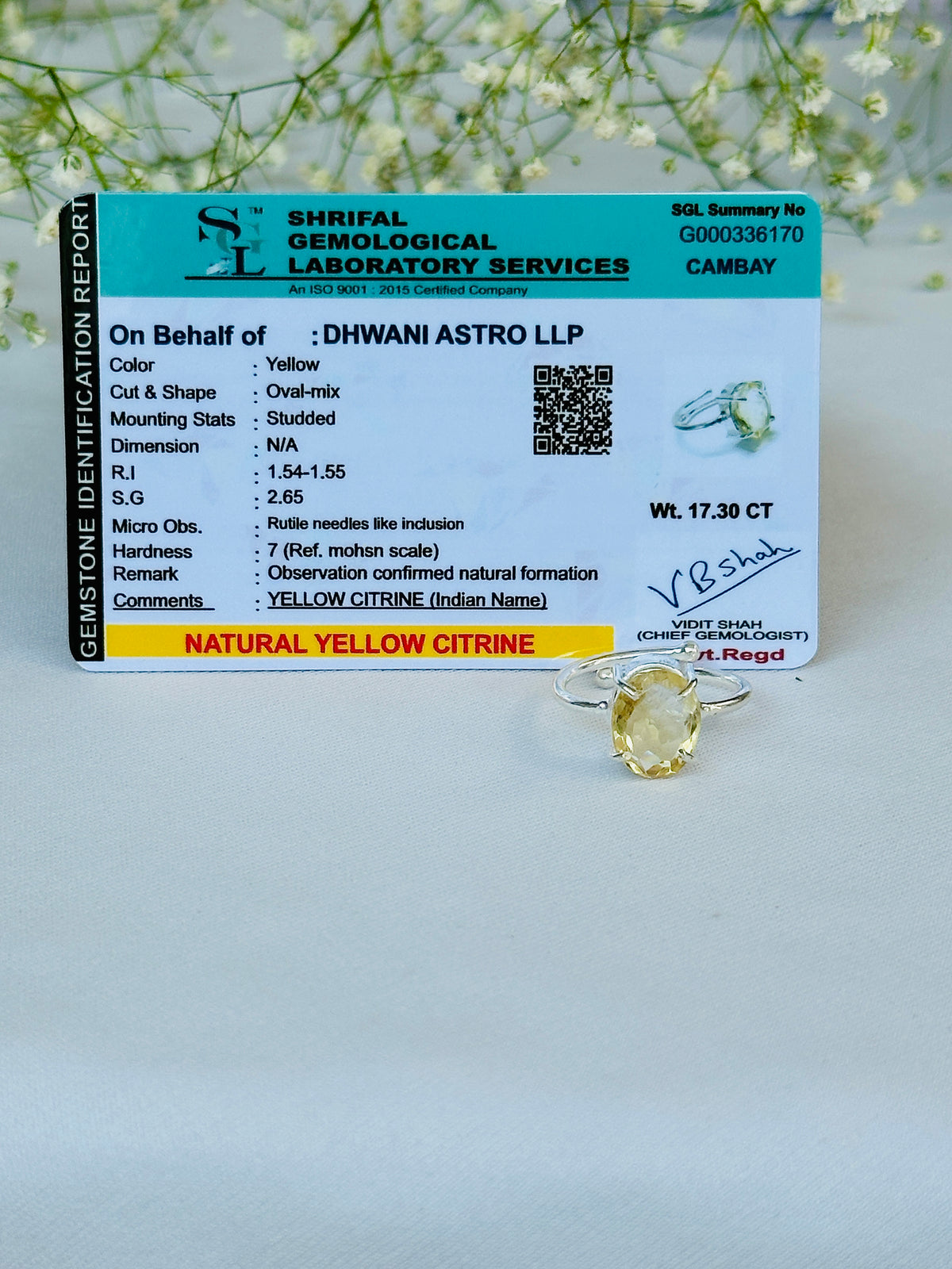 High Financial Status, Success in Job & Profession: Yellow Citrine Ring - Abhimantrit & Certified