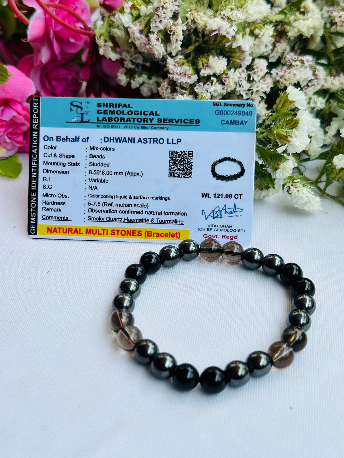 Protect from Negativity, Evil Eye, and Fear Bracelet(Smoky Quartz, Black Obisidian & Hematite) - Abhimantrit & Certified