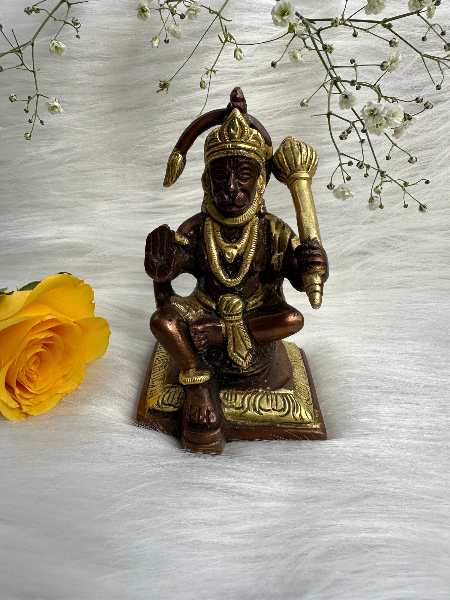 Divine Ram Bhakt Hanuman Idol (11cm) 790gm - Pure Brass Metal