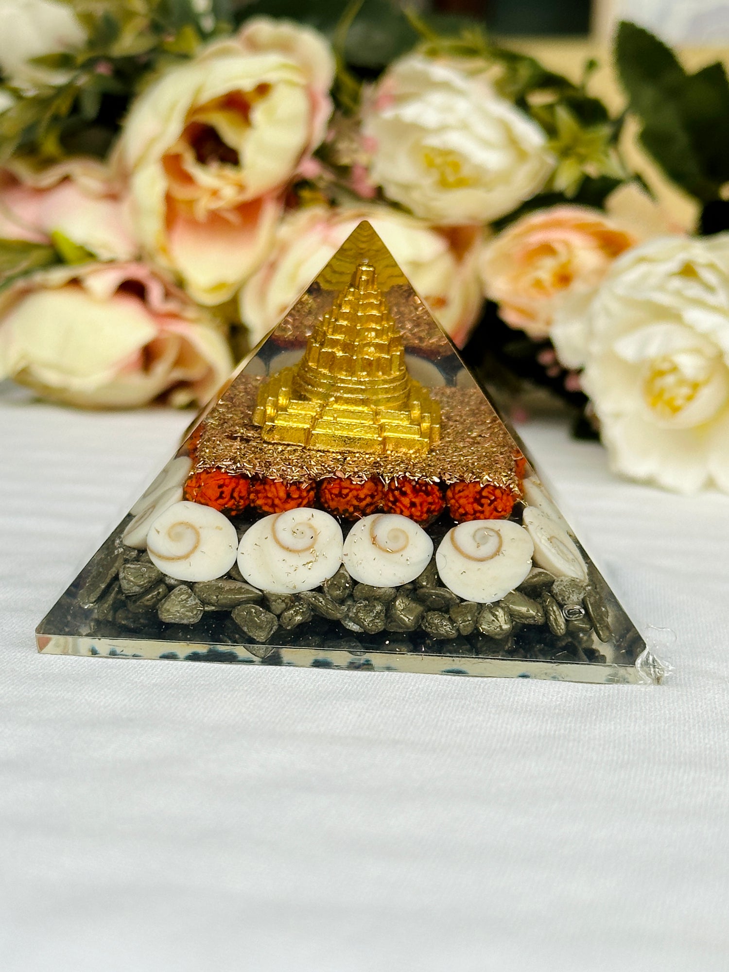 Laxmi & Vishnu with Pyrite Pyramid - Abhimantrit