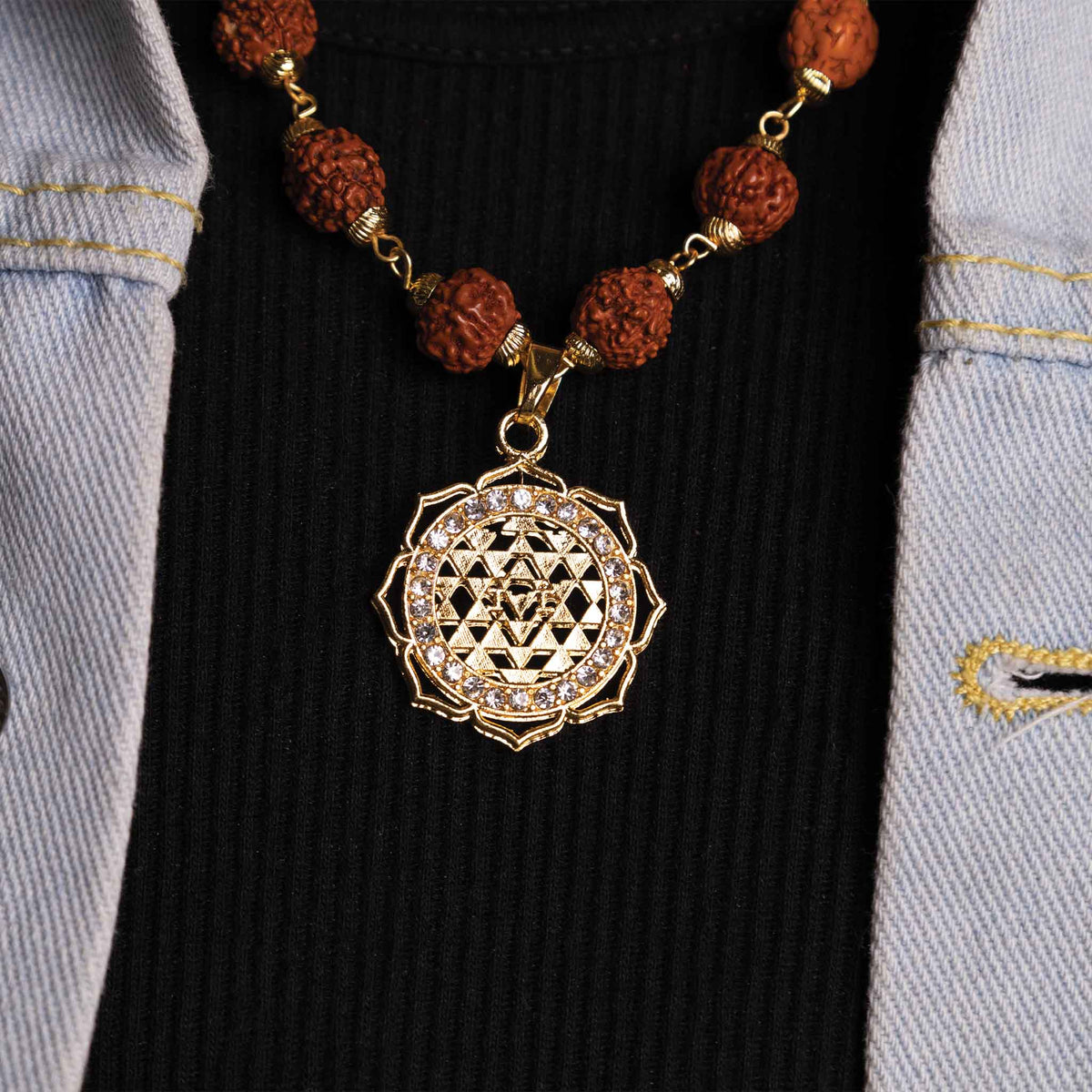 Laxmi Yantra with 5 Mukhi Rudraksha Pendant (Blessing & Protection) - Abhimantrit