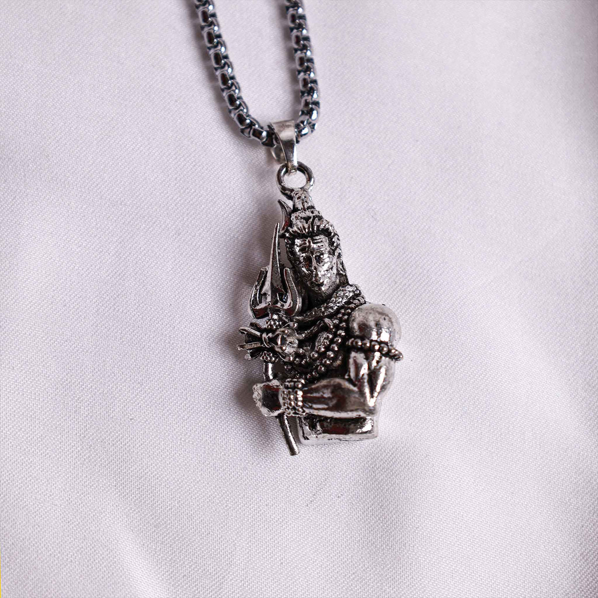 Silver Lord Shiva Holding Trishul Pendant ( Blessing & Protection) - Abhimantrit
