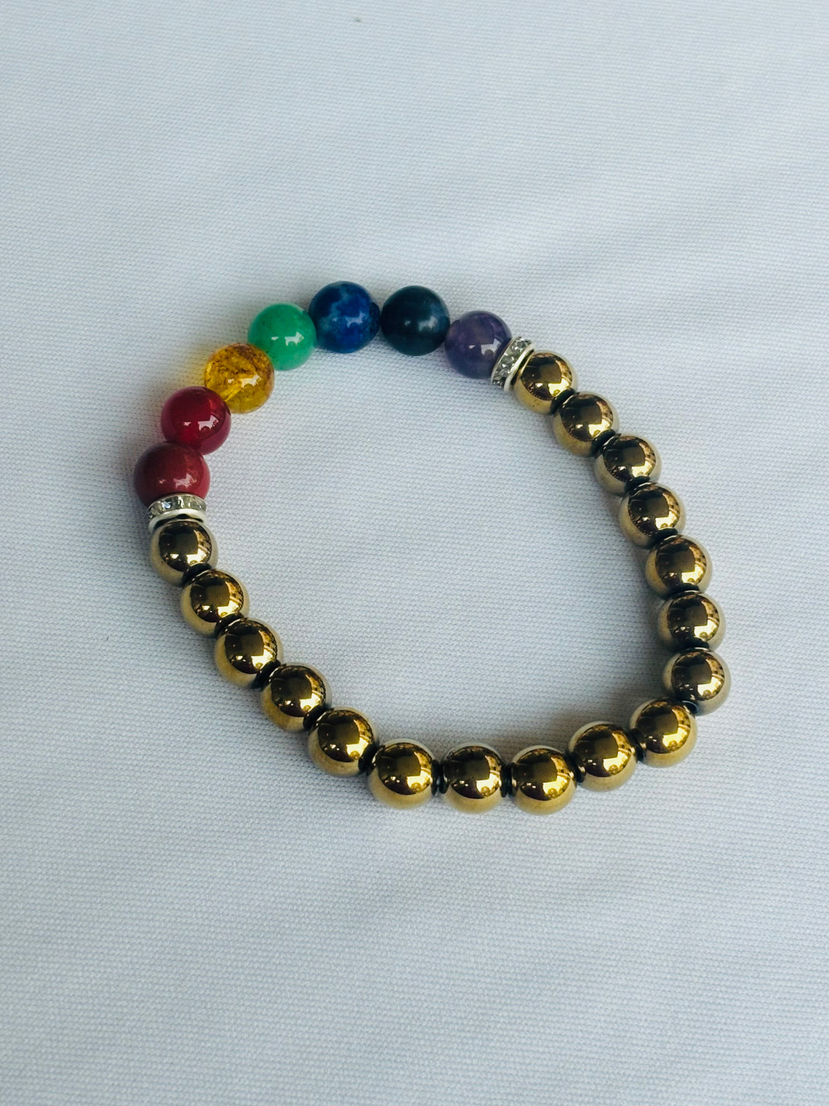 Golden Pyrite with 7 Chakra Bracelet - ABhimantrit & Certified