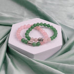 Rose Quartz & Green Aventurine Bracelet Combo - Abhimantrit & Certified