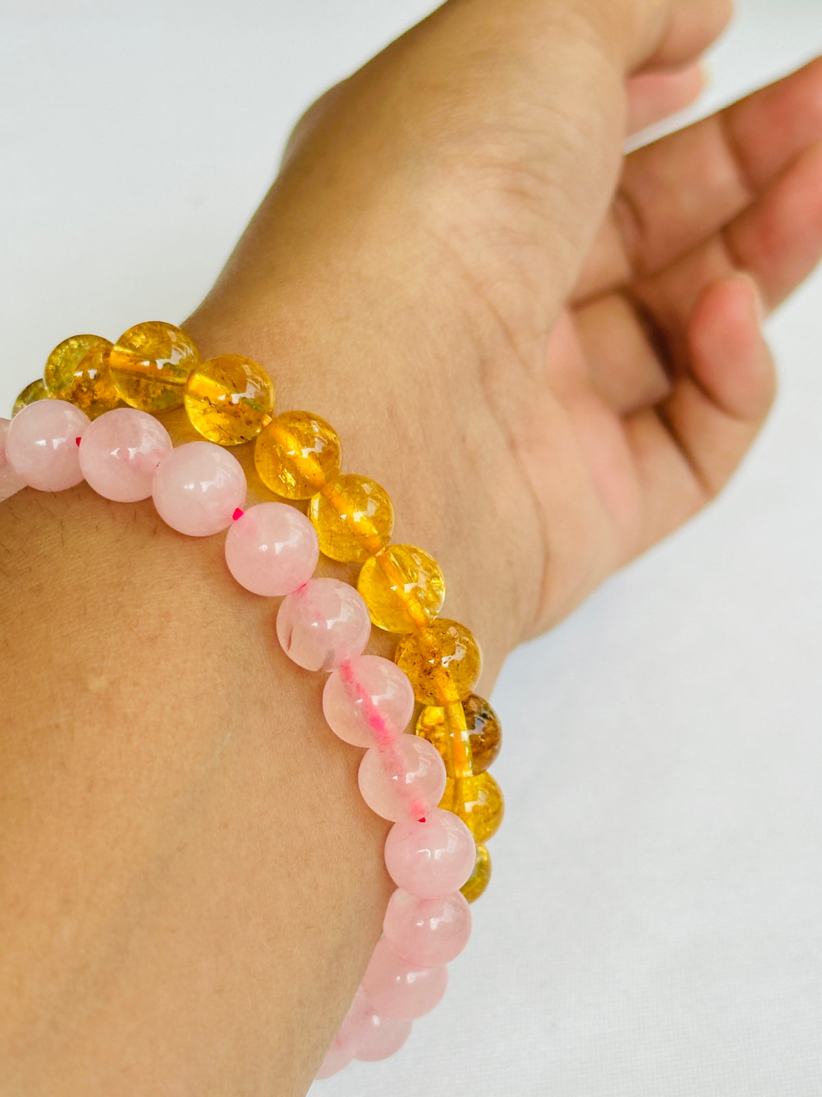 Pyaar Bhi Paisa Bhi: Rose Quartz & Yellow Citrine Bracelet - Abhimantrit & Certified