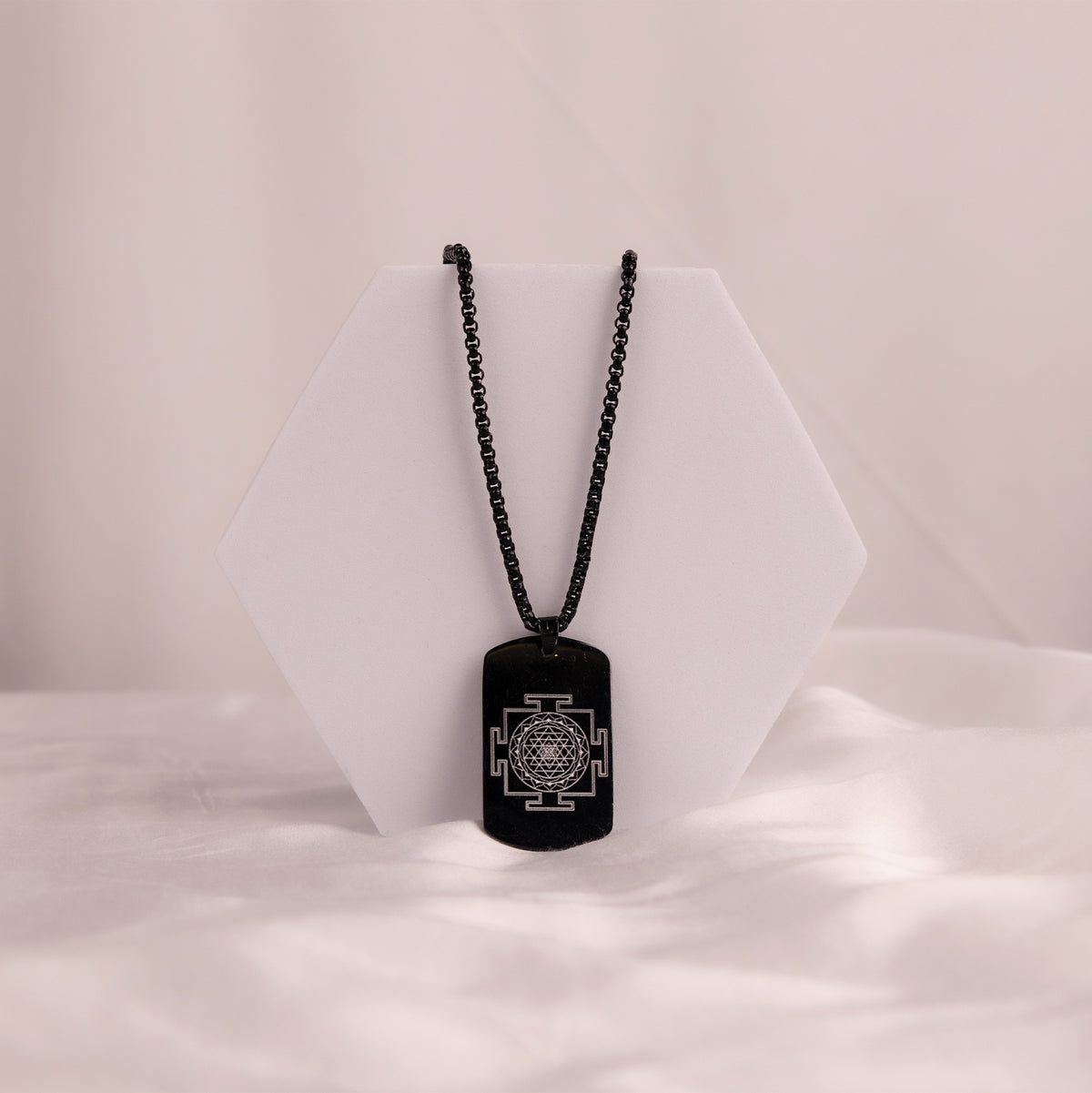 Black Shree Yantra: Blessing & Protection Pendant - Abhimantrit