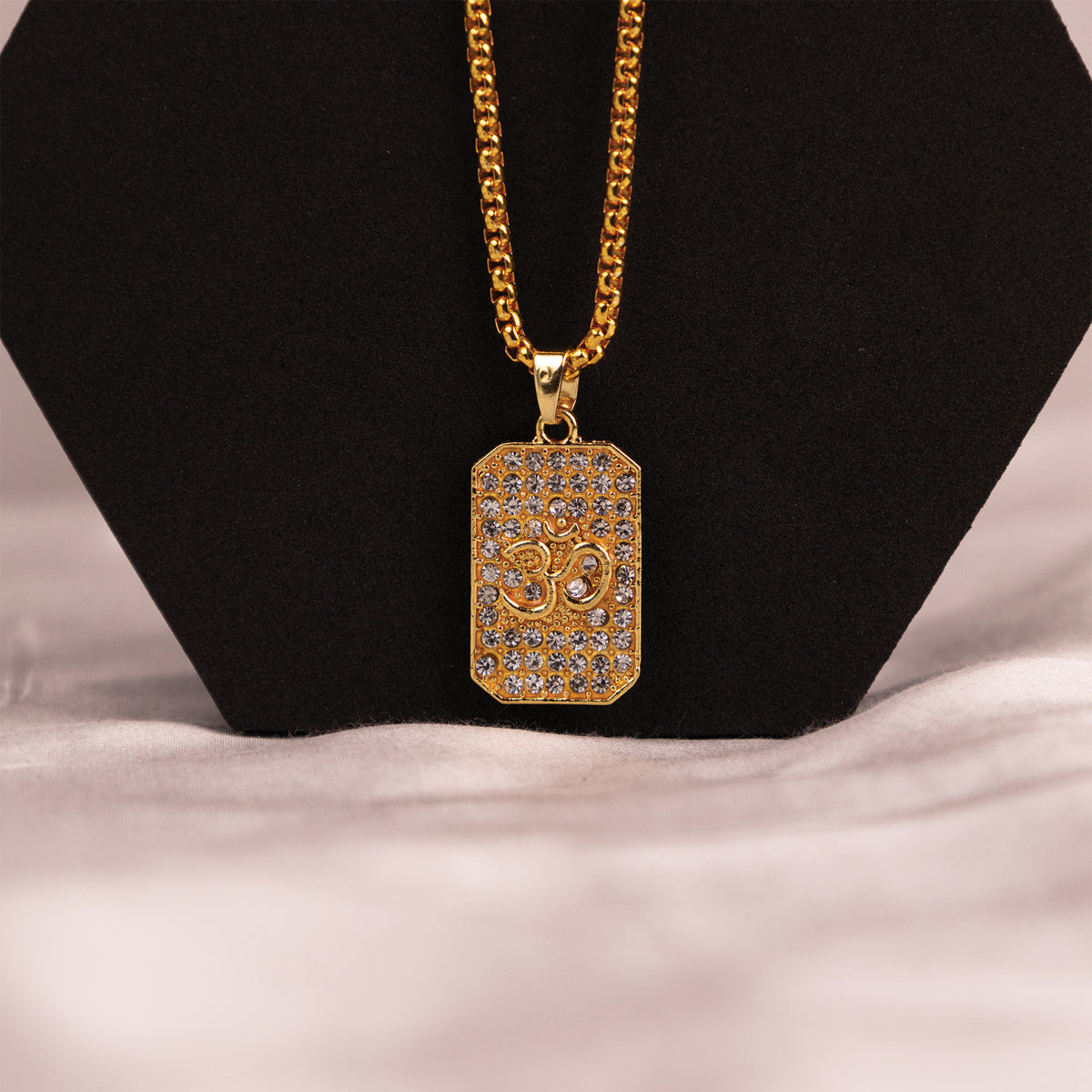 Gold Plated Om Diamond Pendant (Blessing & Protection) - Abhimantrit