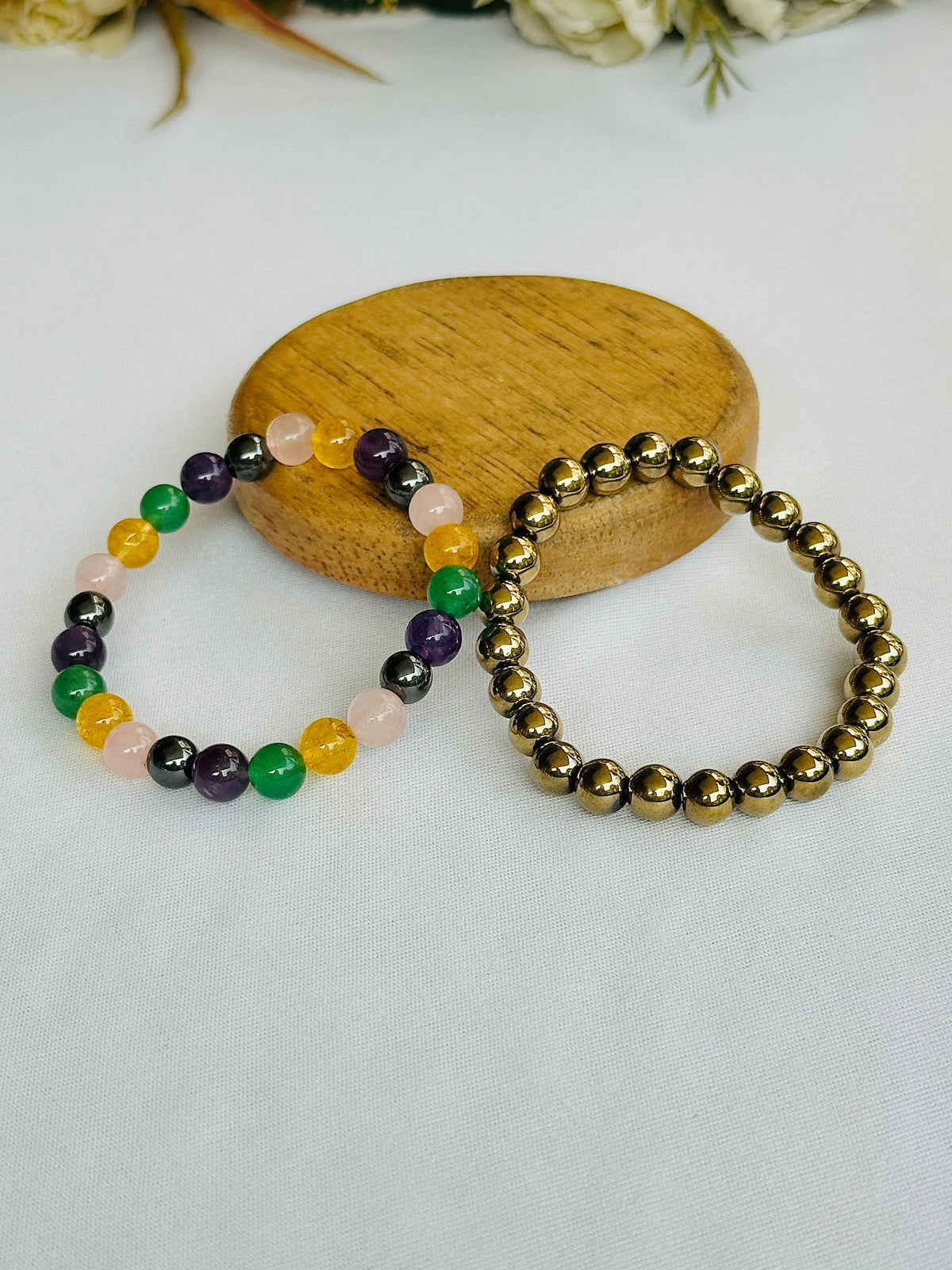 Health and Wealth: Golden Pyrite & Good Health Well Being Bracelet - Abhimantrit & Certified