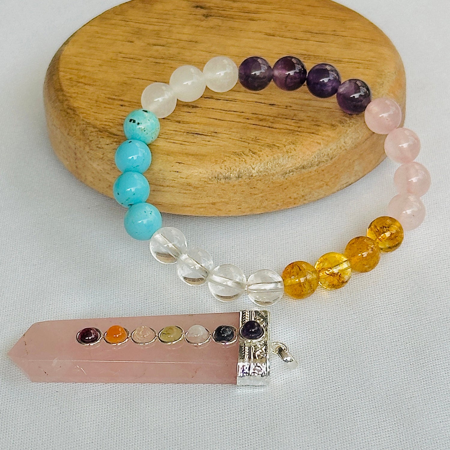 Forever Love (Love Marriage Bracelet & Rose Quartz Seven Chakra Pendant) - Abhimantrit & Certified