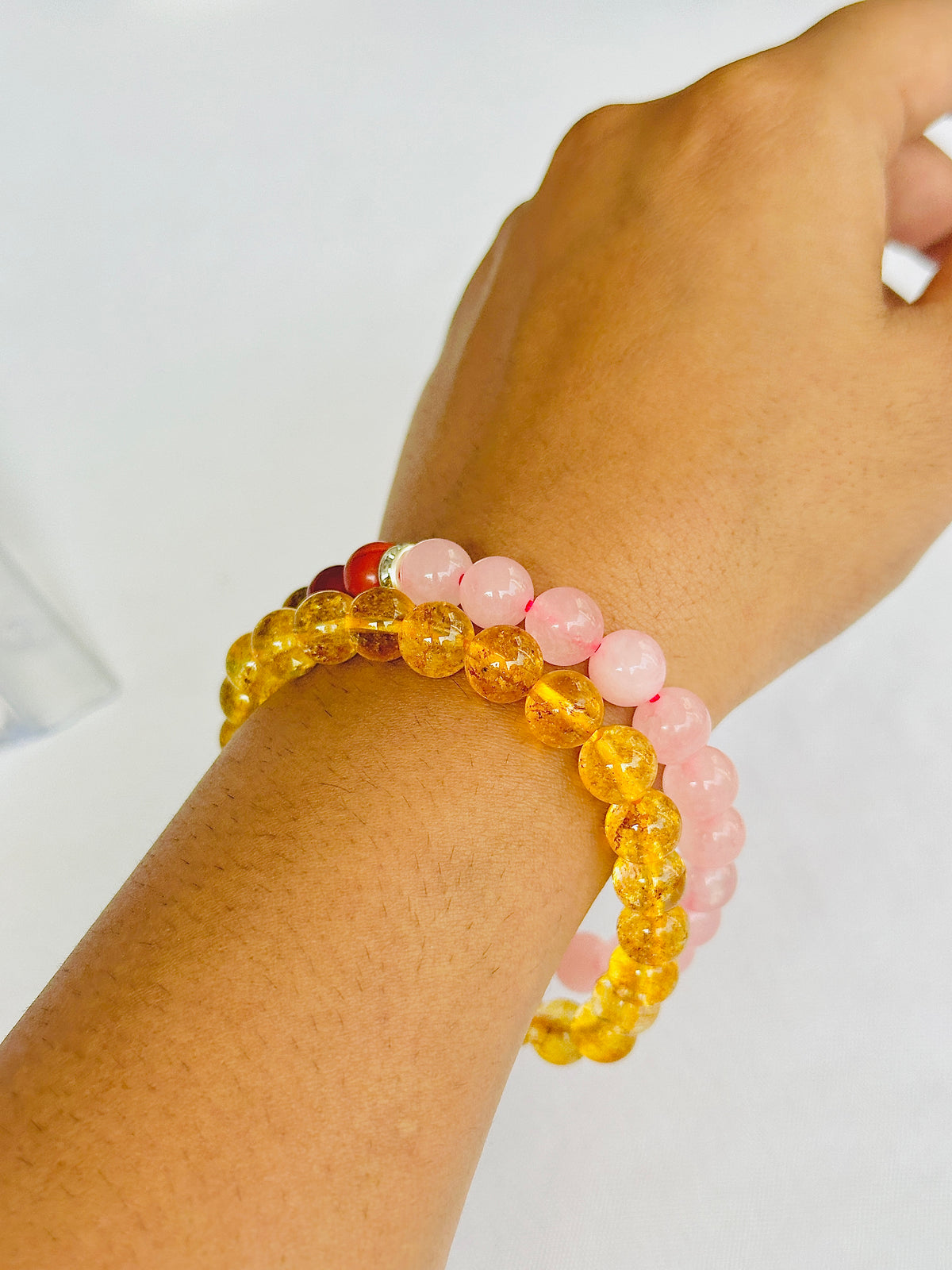 Manchaha Jeevansathi: Seven Chakra with Rose Quartz & Yellow Citrine Bracelet - Abhimantrit & Certified