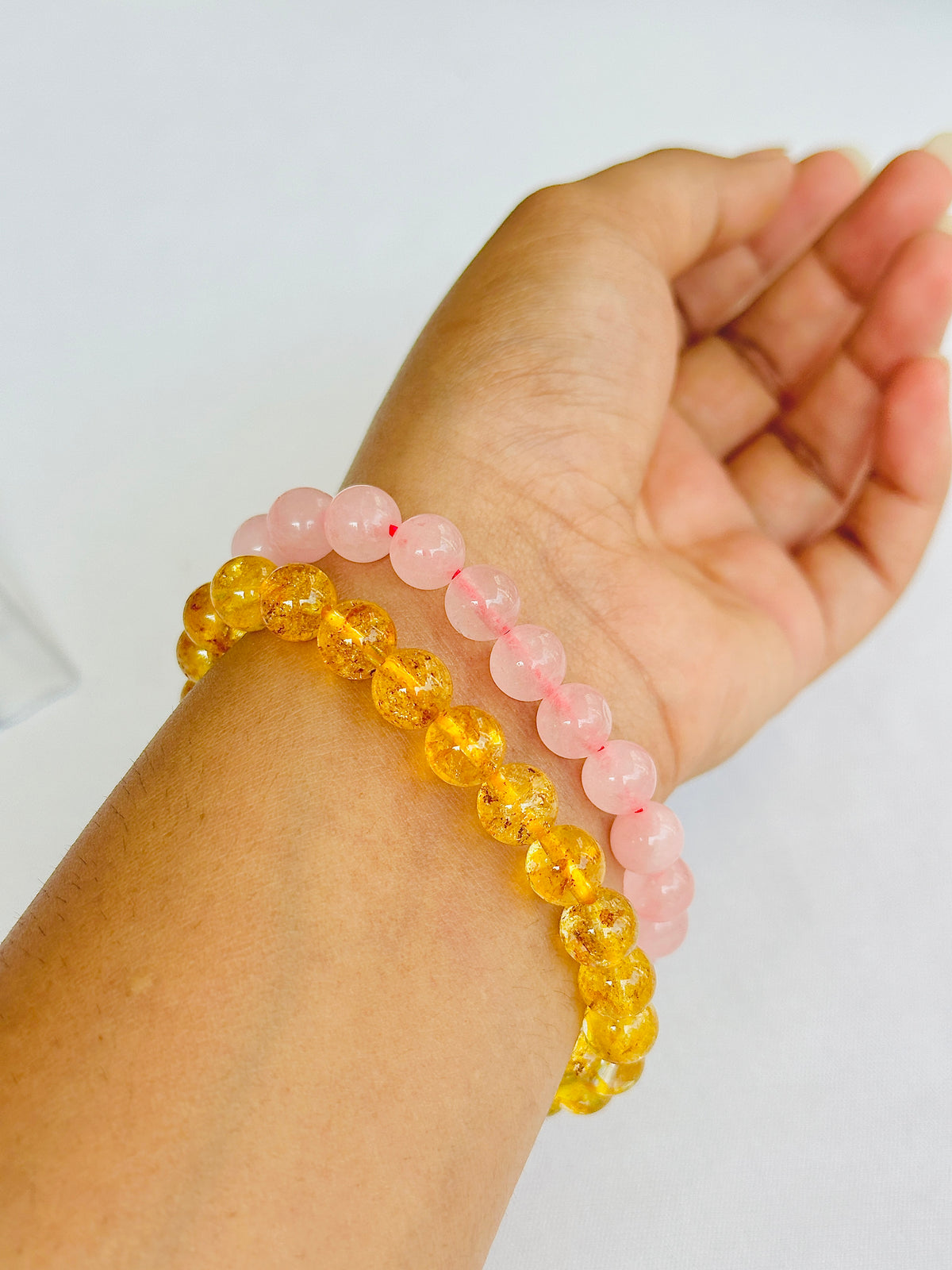 Manchaha Jeevansathi: Seven Chakra with Rose Quartz & Yellow Citrine Bracelet - Abhimantrit & Certified