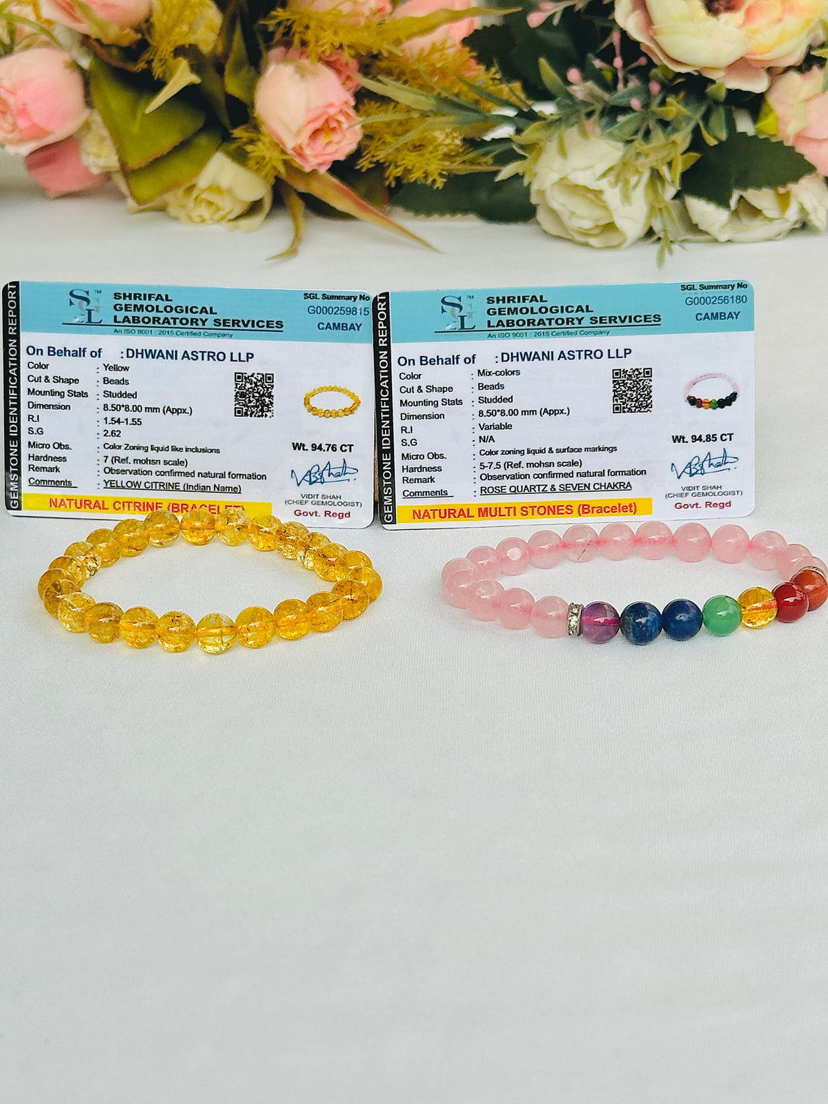 Manchaha Jeevansathi: Seven Chakra with Rose Quartz & Yellow Citrine Bracelet - Abhimantrit & Certified
