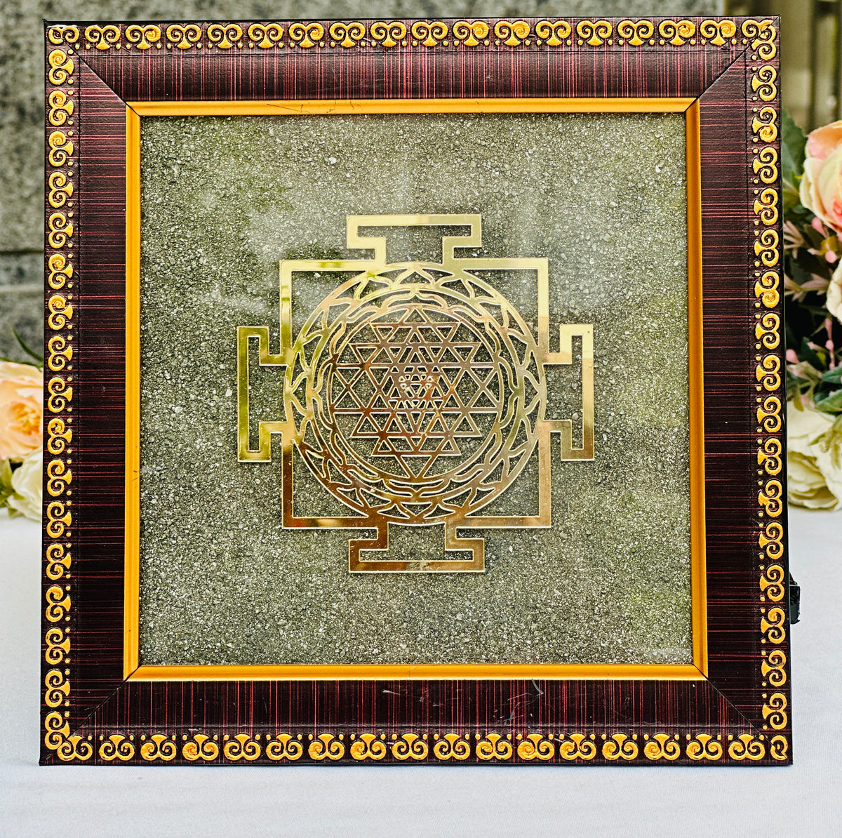 Pyrite Shri Yantra Plate - Abhimantrit