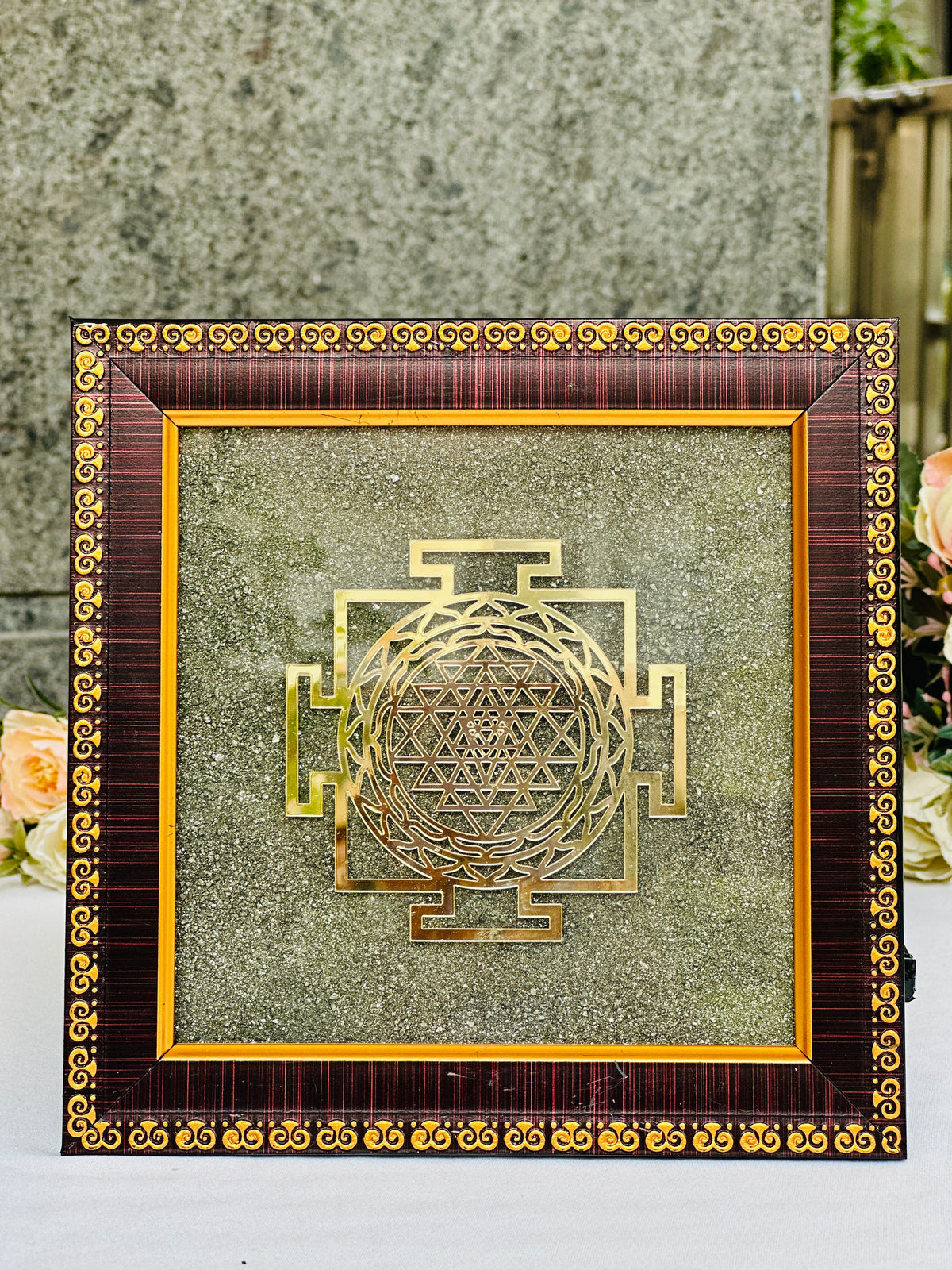 Pyrite Shri Yantra Plate - Abhimantrit