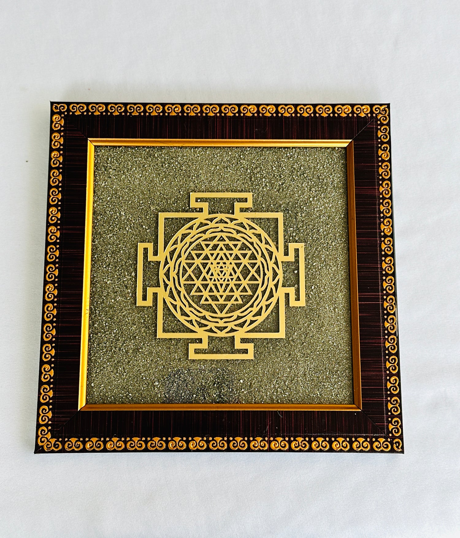 Pyrite Shri Yantra Plate - Abhimantrit