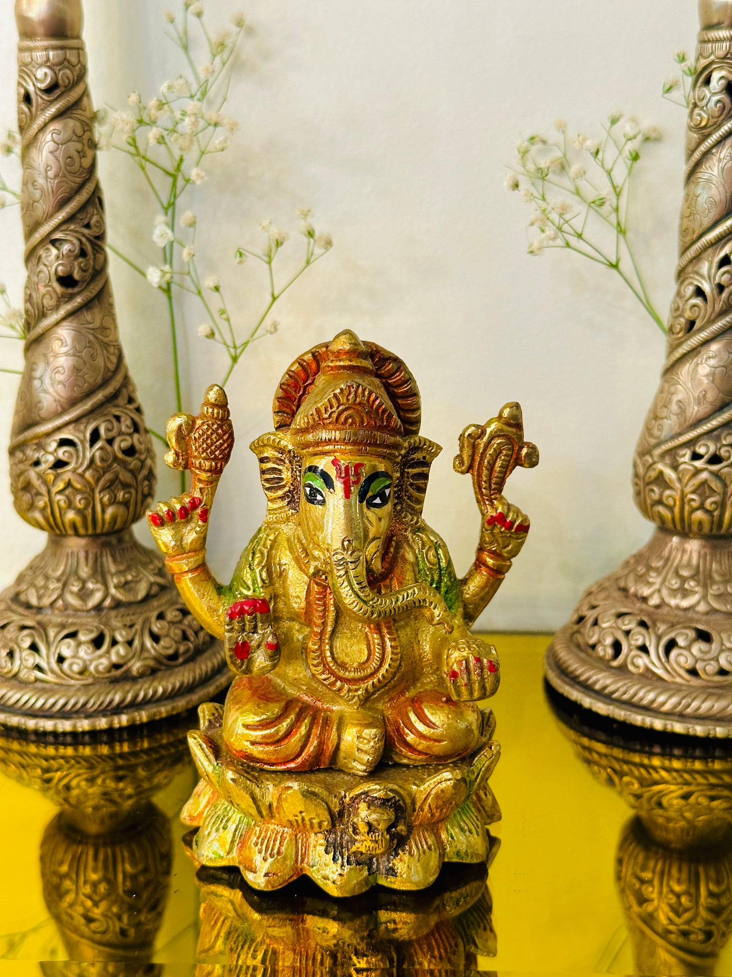 Brass Lord Ganesha Idol (4.5inch) 740g - Abhimantrit